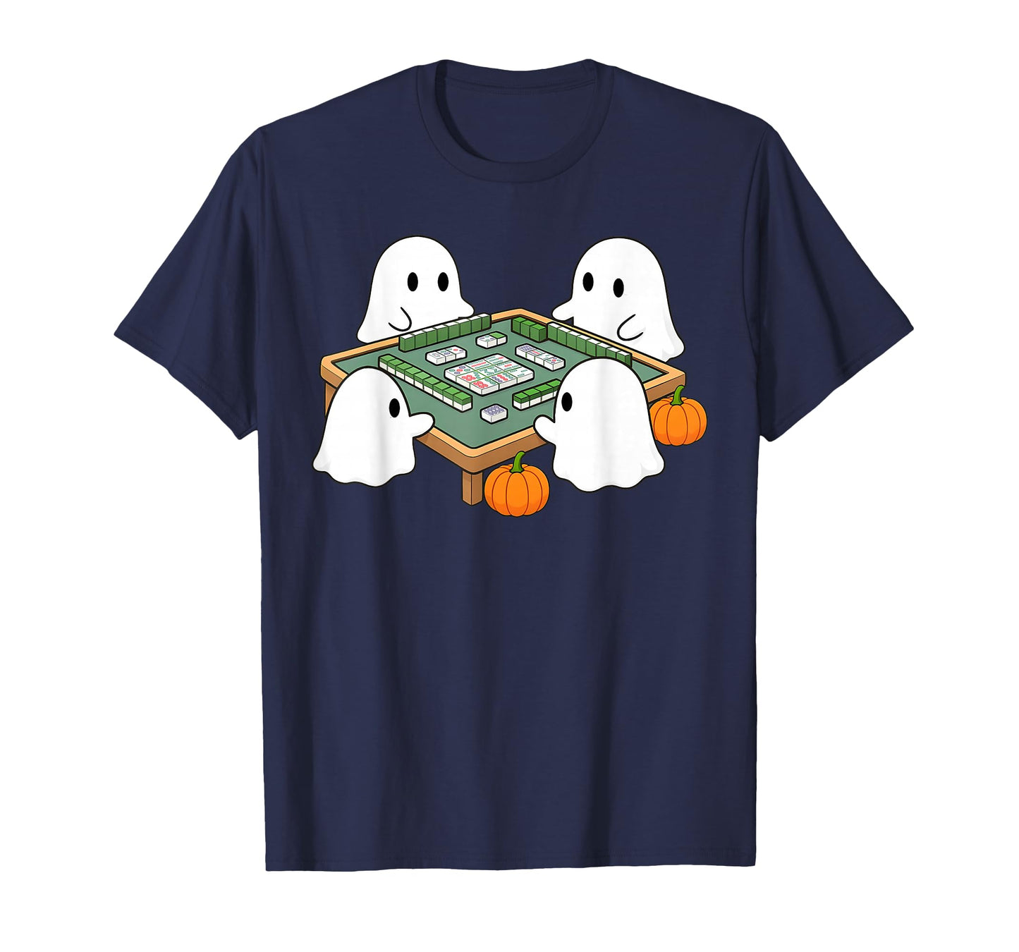 Halloween Ghost Playing Mahjong Spooky Mahjong Funny Costume T-Shirt