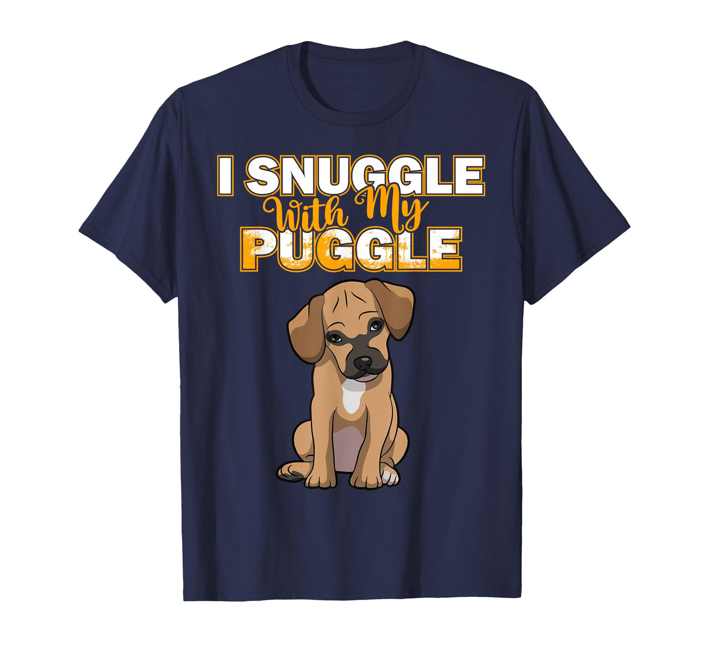 Funny Puggle Shirt Women's Puggle T-Shirt I Snuggle With My Puggle Shirt Black Cartoon Short Sleeve Size Small