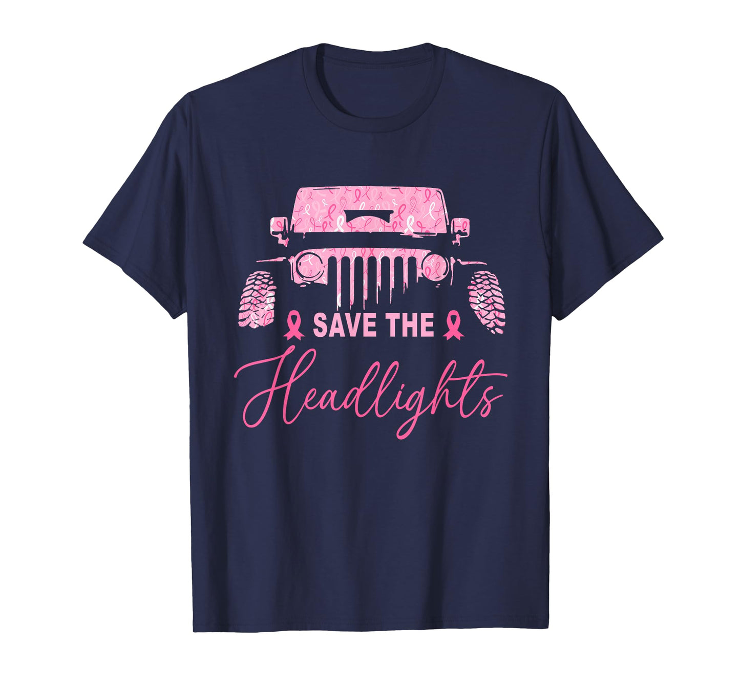 Save The Headlights Breast Cancer Fighters Pink Ribbon T-Shirt