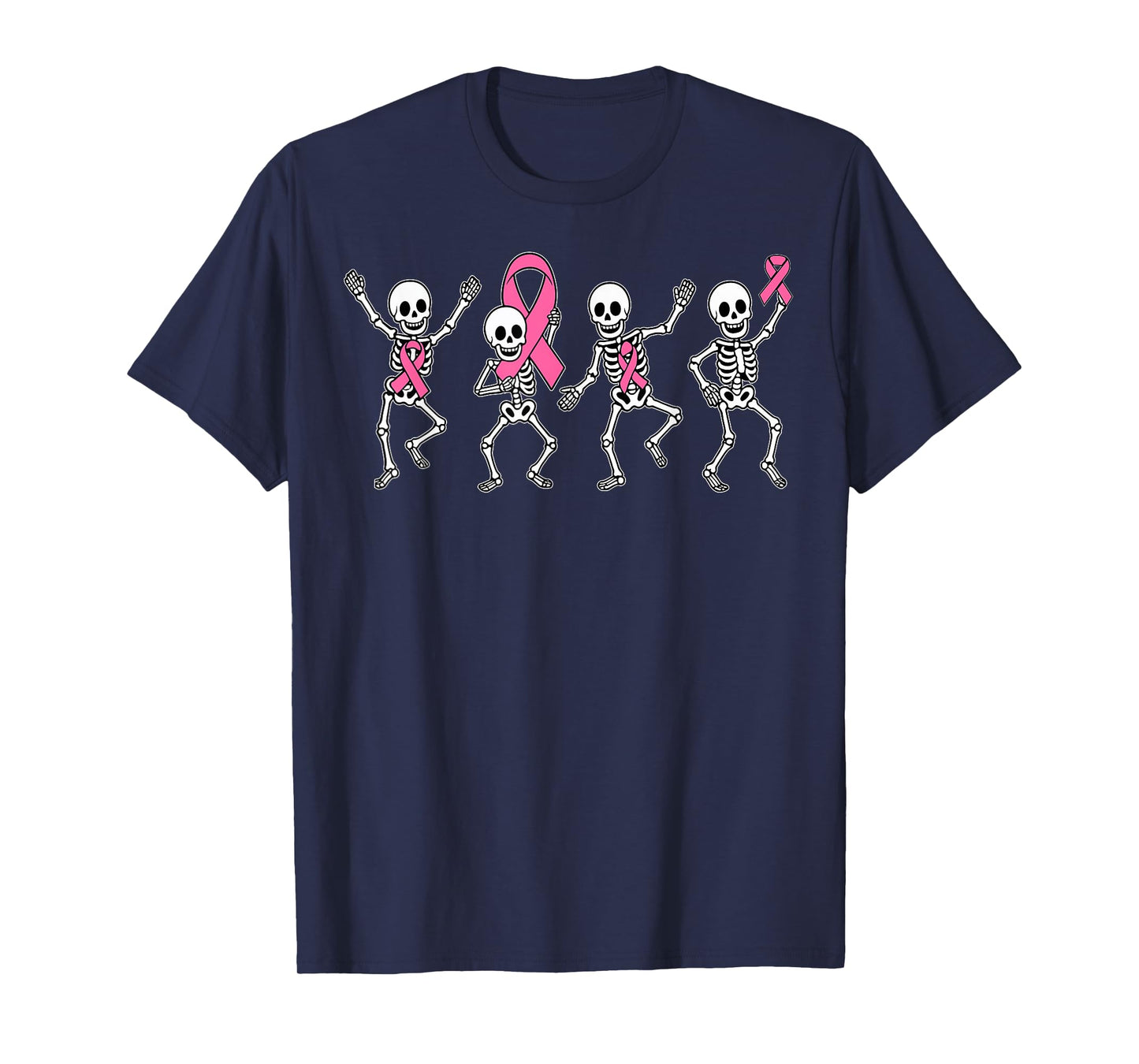 Pink Ribbon Breast Cancer Awareness Skeleton Boys Men Kids T-Shirt