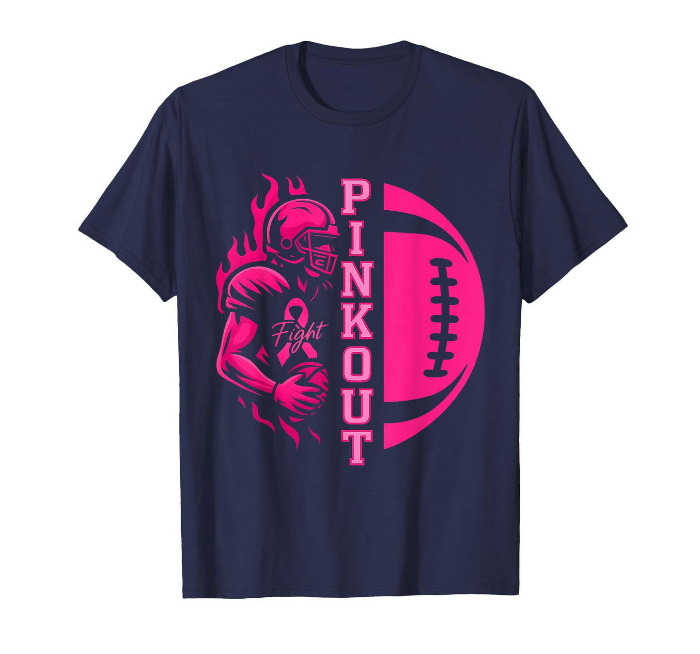 Pink Out Tackle Football Breast Cancer Awareness Men Boys T-Shirt