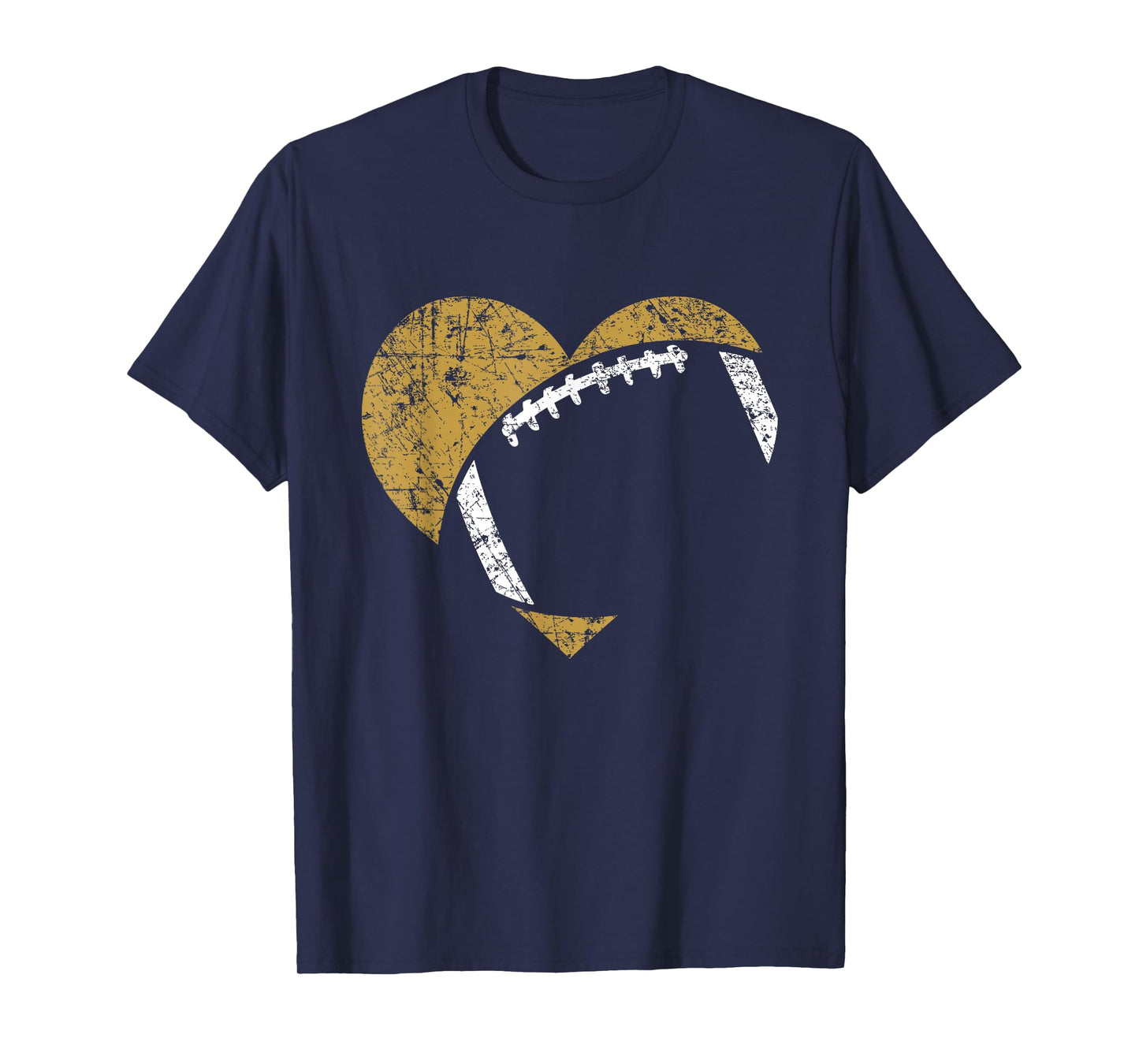 Football Heart Cutout Gold White Team Game Gift T-Shirt