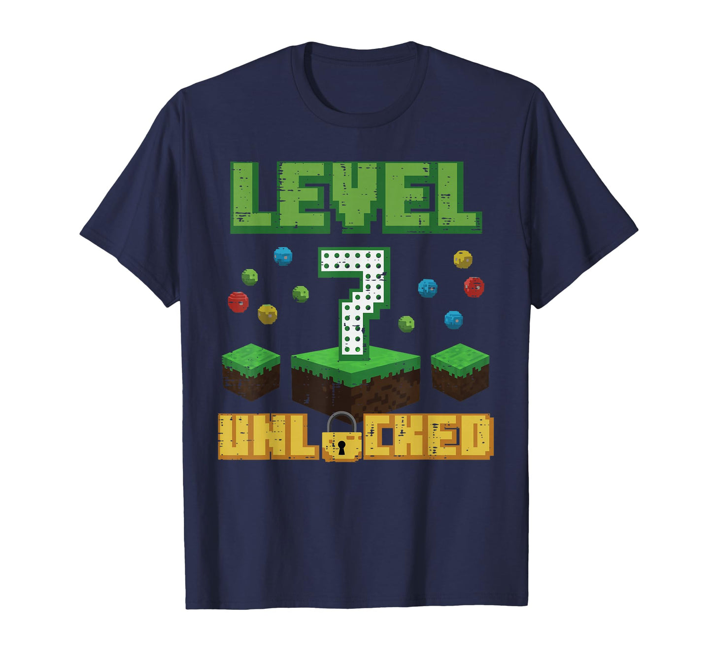 Level 7 Unlocked Pixel Gamer 7th Birthday Gaming Boys Kids T-Shirt