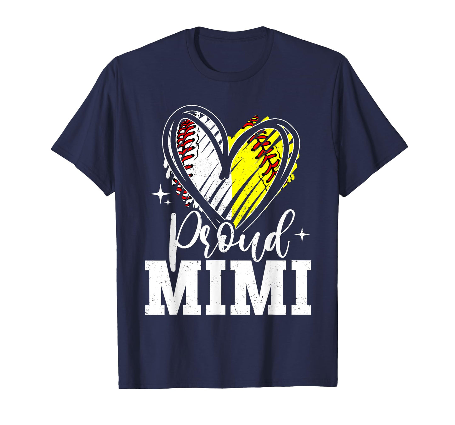 Proud Mimi Baseball Softball Heart Mimi Of Both Grandma T-Shirt