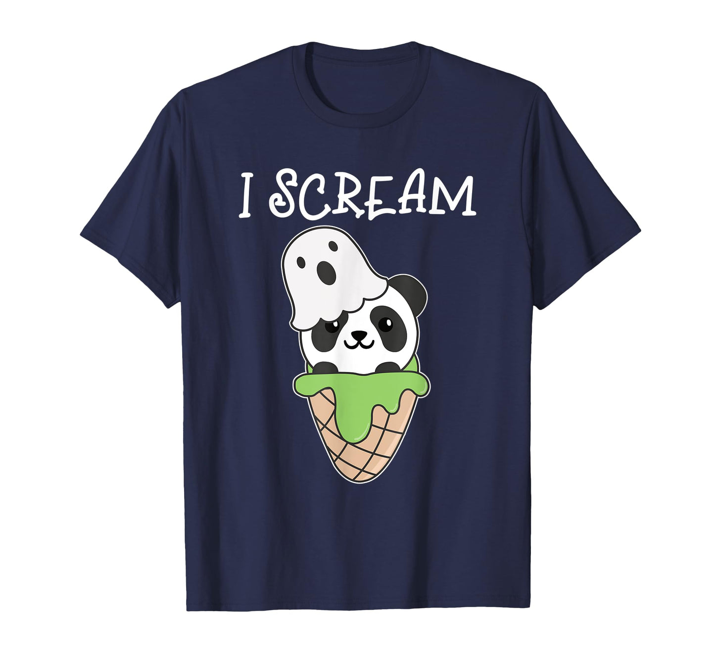 Panda Halloween Ghost I Scream Ice Cream Pun Men Women Kids T-Shirt