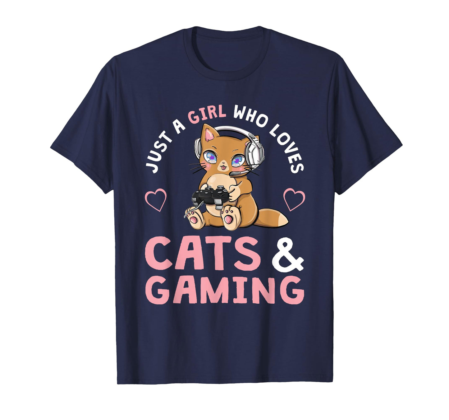 Just A Girl Who Loves Cats And Gaming Cute Gamer Cat T-Shirt