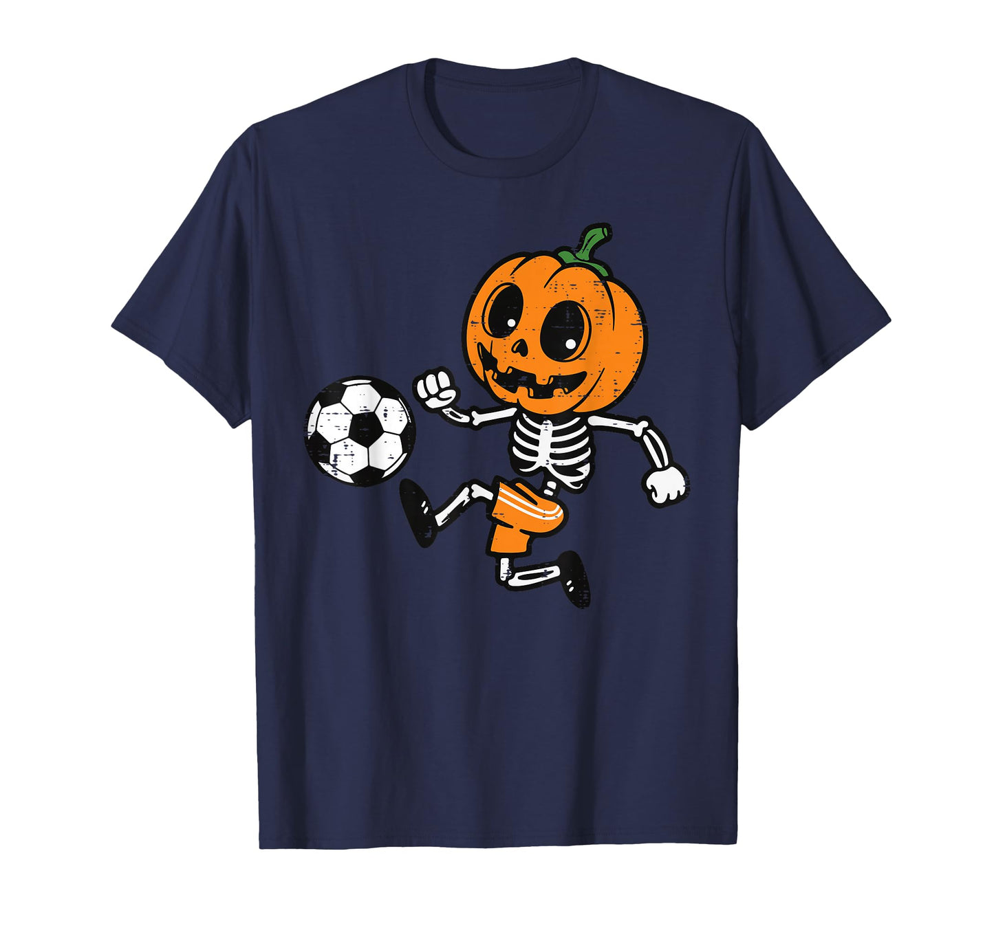 Halloween Pumpkin Skeleton Soccer Football Costume Boys Kids T-Shirt