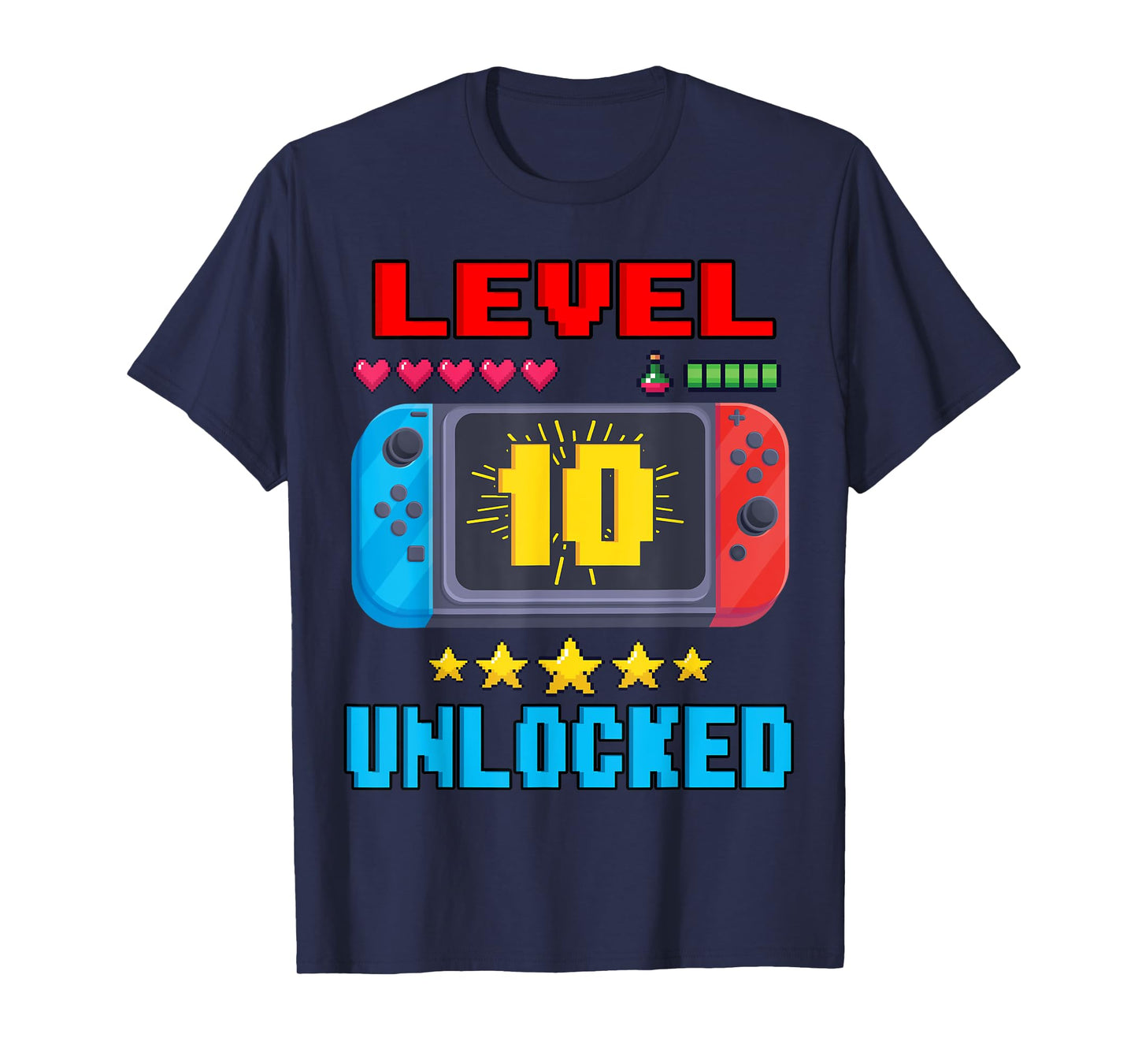 10th Birthday Boy Level 10 Unlocked Video Gamer Birthday T-Shirt