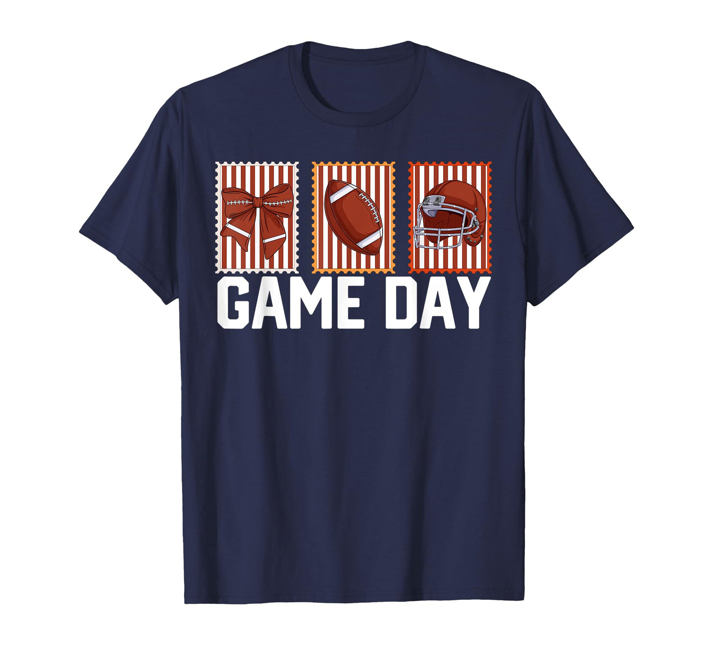 Football Stamps Women Girls Coquette Bow Football Game Day T-Shirt