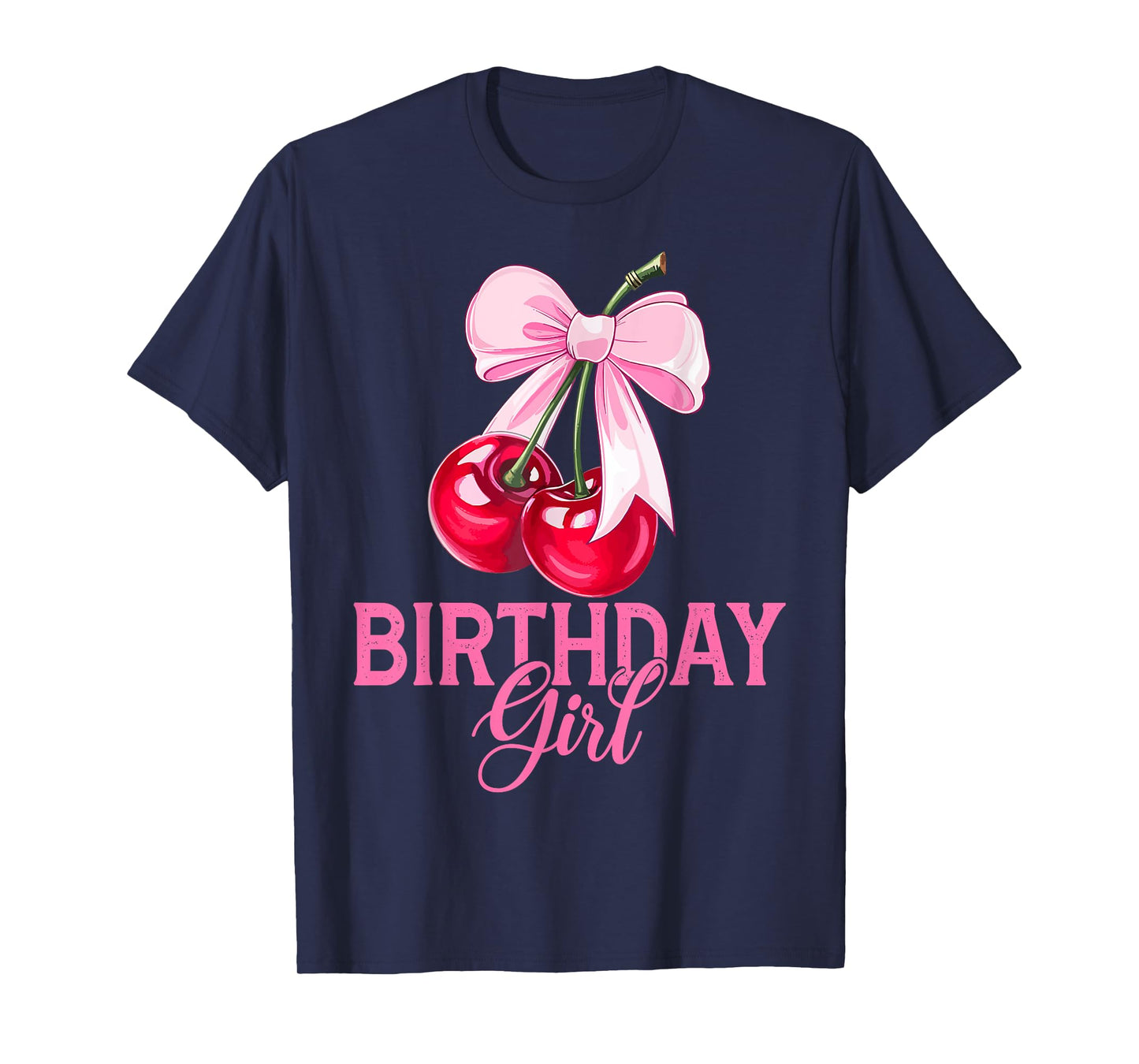 Birthday Girl Cherry Coquette Bow Cute Bday Women T-Shirt