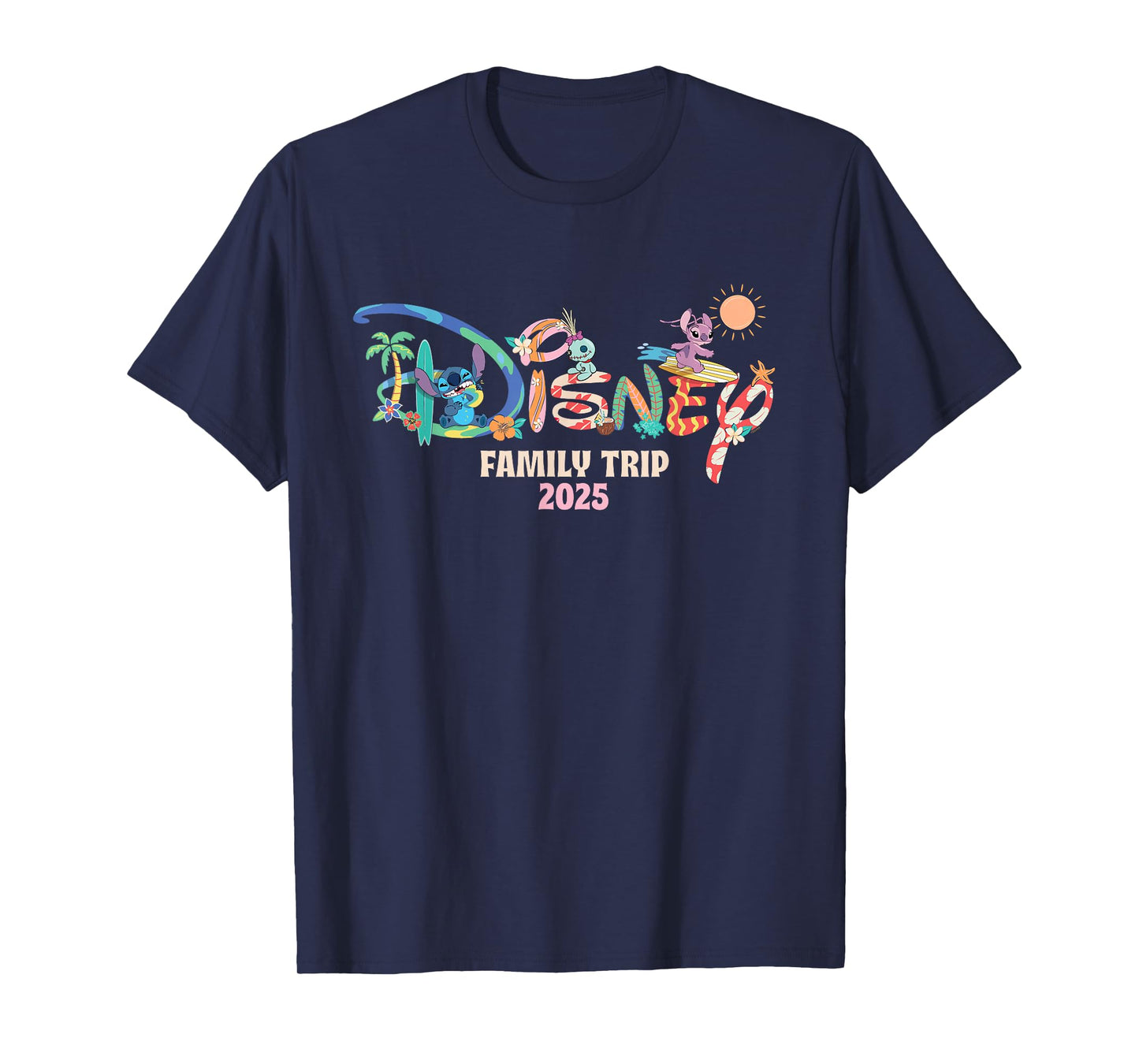 Disney Stitch & Friends "Family Trip 2025" Matching Vacation T-Shirt