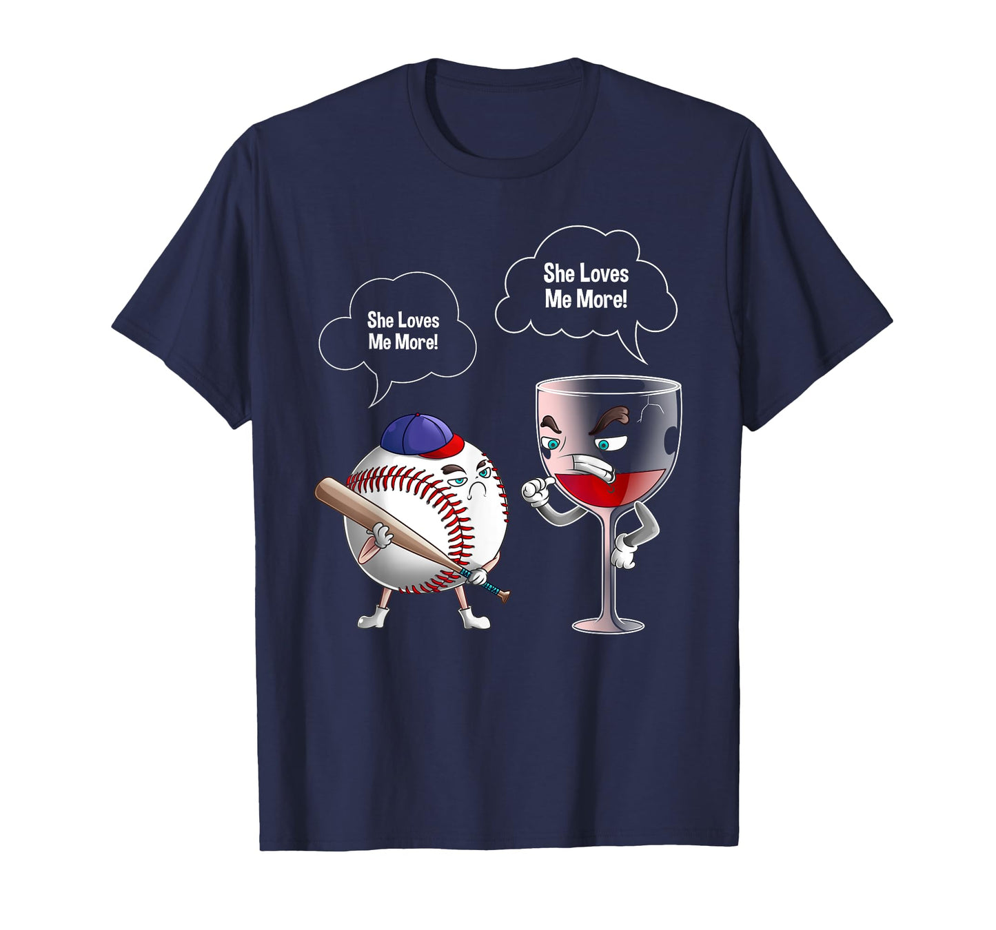 Cool She Loves Me Baseball And Wine Funny Drink Player Gift T-Shirt