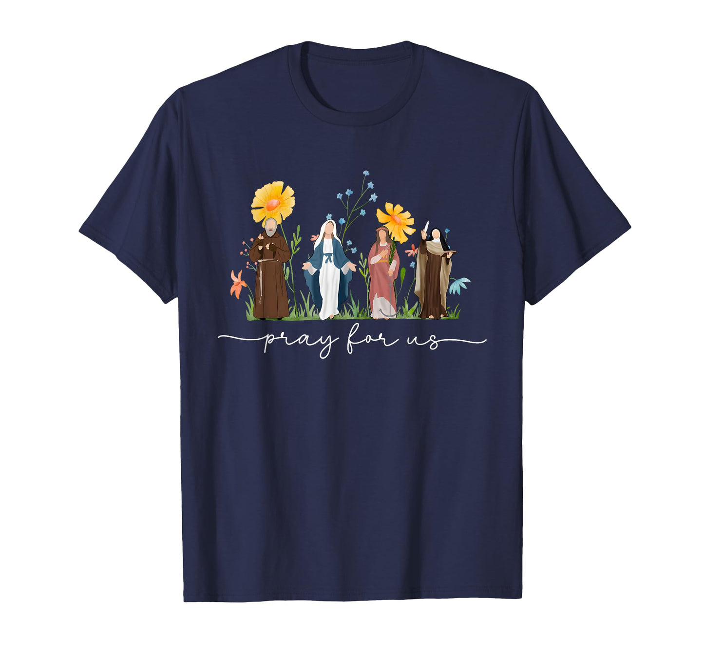 Catholic Saints Floral Women Religious Men Women Kids T-Shirt