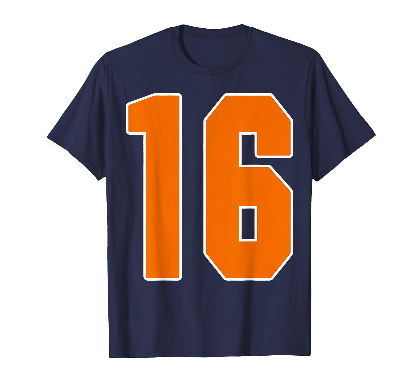 Orange Sports Number 16 Jersey Uniform Player Fan T-Shirt