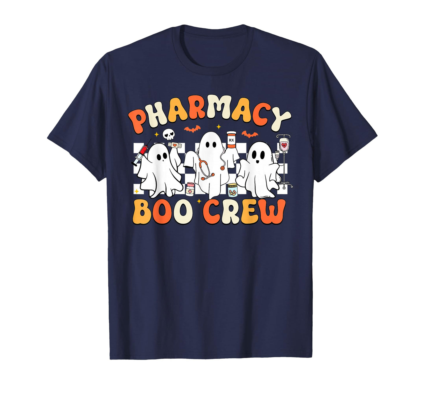 Retro Pharmacy Boo Crew Ghost Pharmacist Tech Halloween T-Shirt
