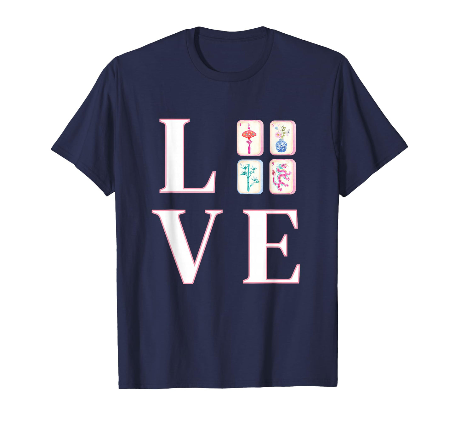 I Love Mahjong Tiles Mah Jongg Player Chinese Game T-Shirt