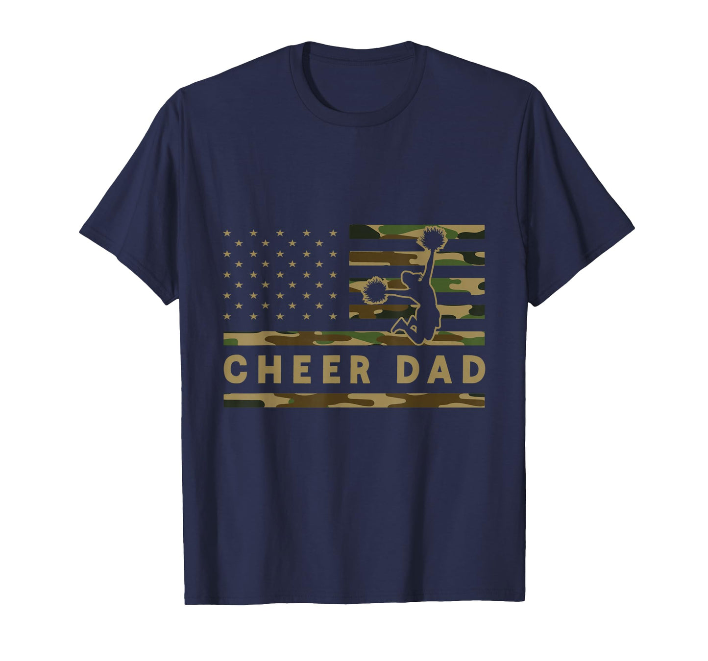 Cheer Dad Camo American Flag Cheerleader Supporter T-Shirt