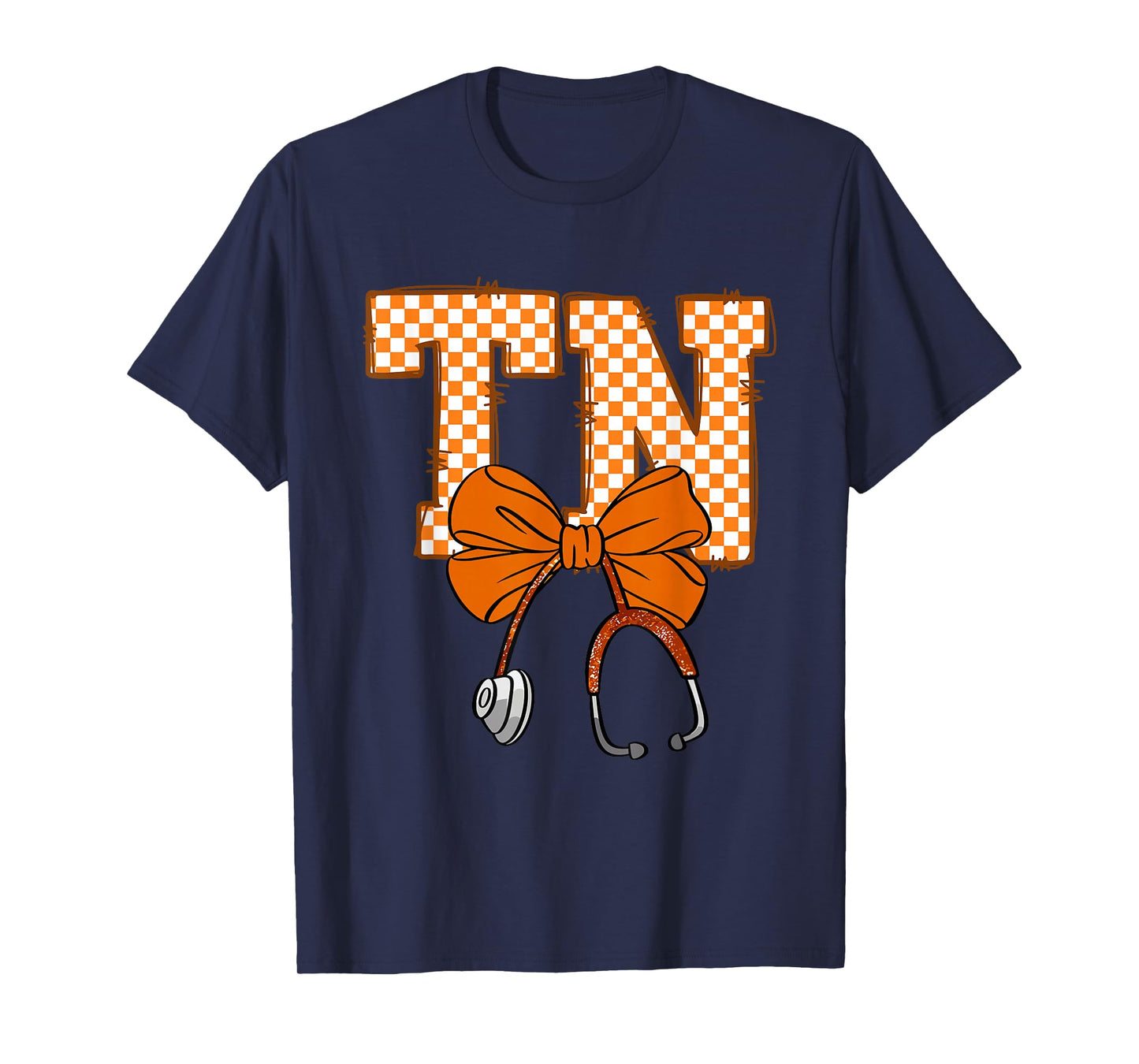 Coquette Tennessee Stethoscope Bow Checkered Tennessee Nurse T-Shirt