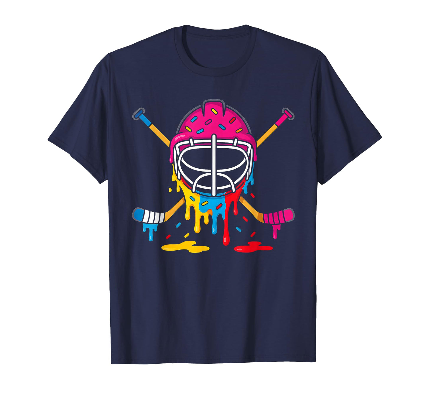 Hockey Ice Cream Drip Boys Girls Ice Hockey Youth Players T-Shirt