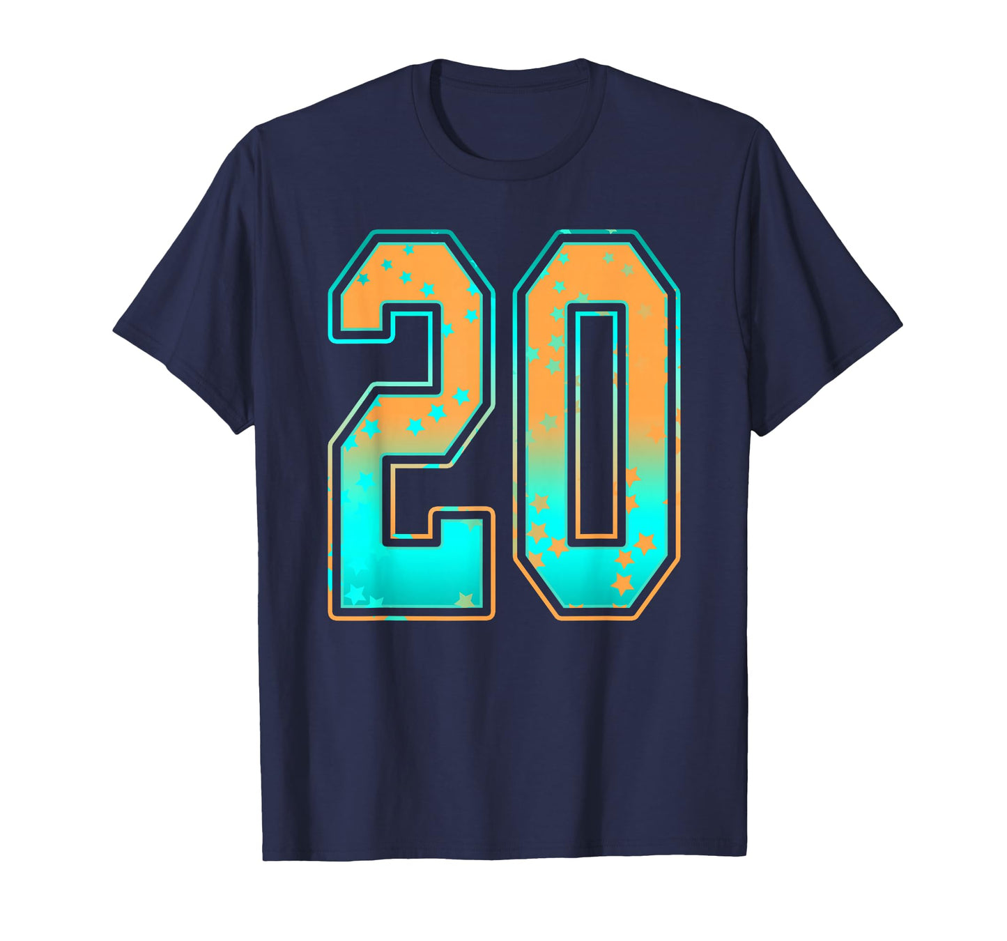 Mint Green Teal Orange Number 20 Jersey Player Uniform #20 T-Shirt