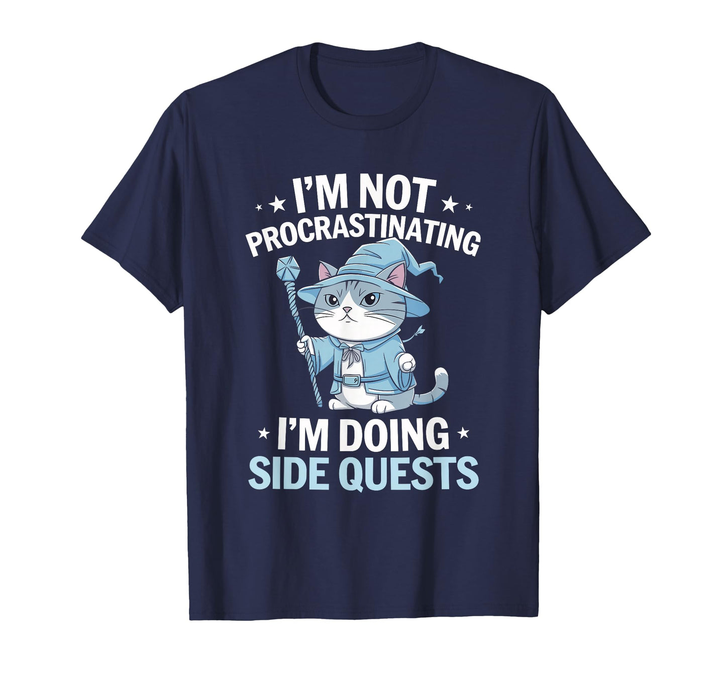 Gamer Cats Side Quest Procrastinating Nerdy Tabletop Fun Men T-Shirt