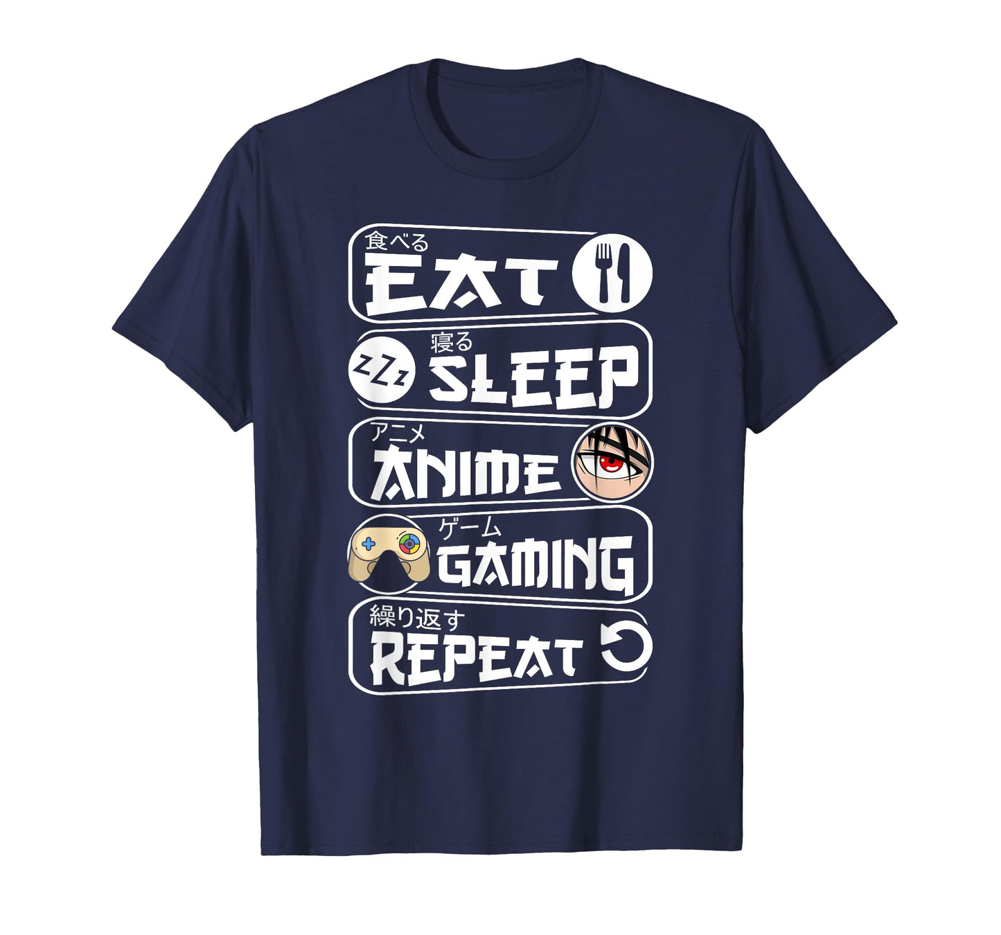 Eat Sleep Anime Gaming Shirt Repeat Kawaii Anime Gamer T-Shirt