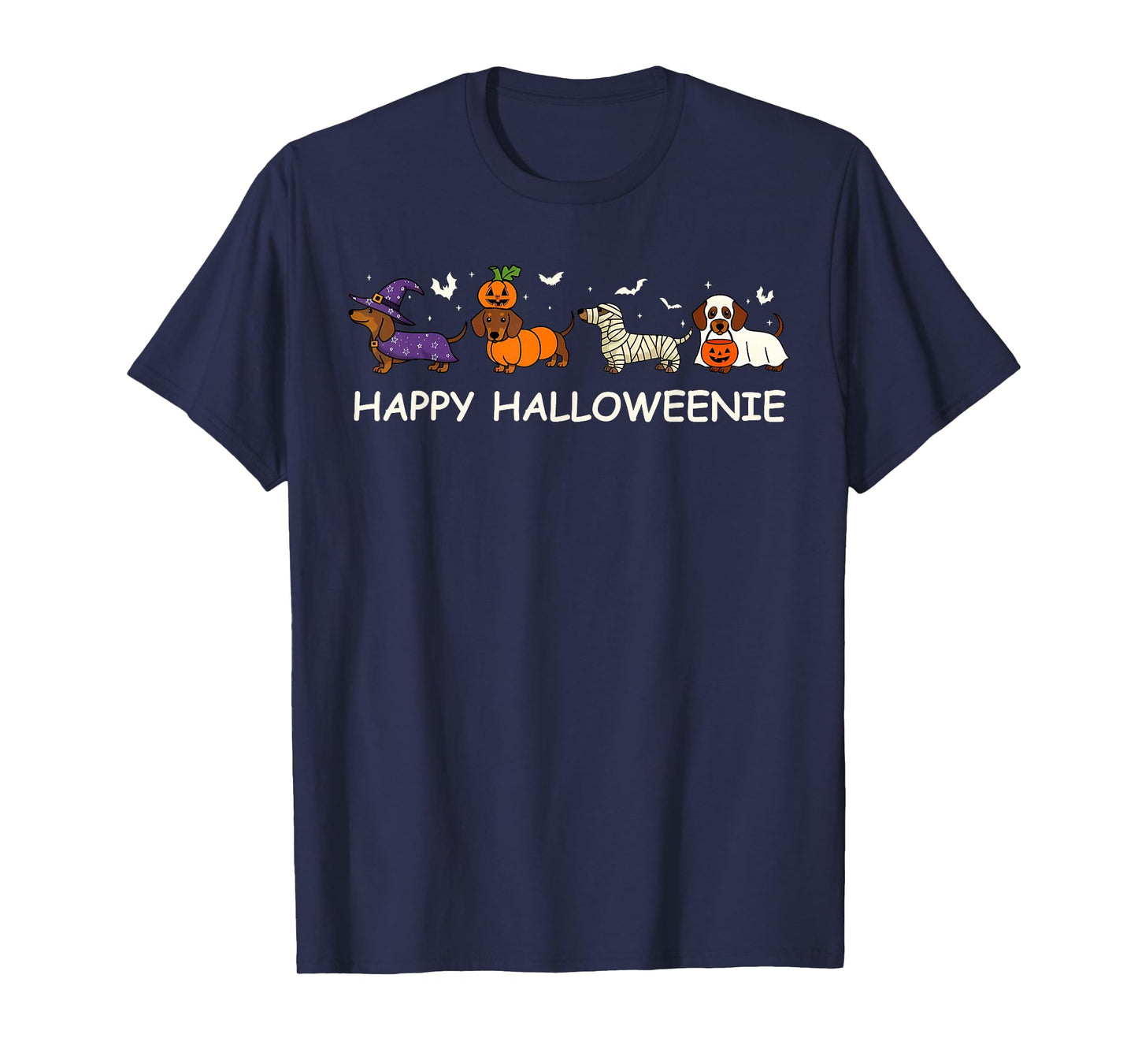 Weiner Dog Witch Happy Halloweenie Cute Halloween Dachshund T-Shirt