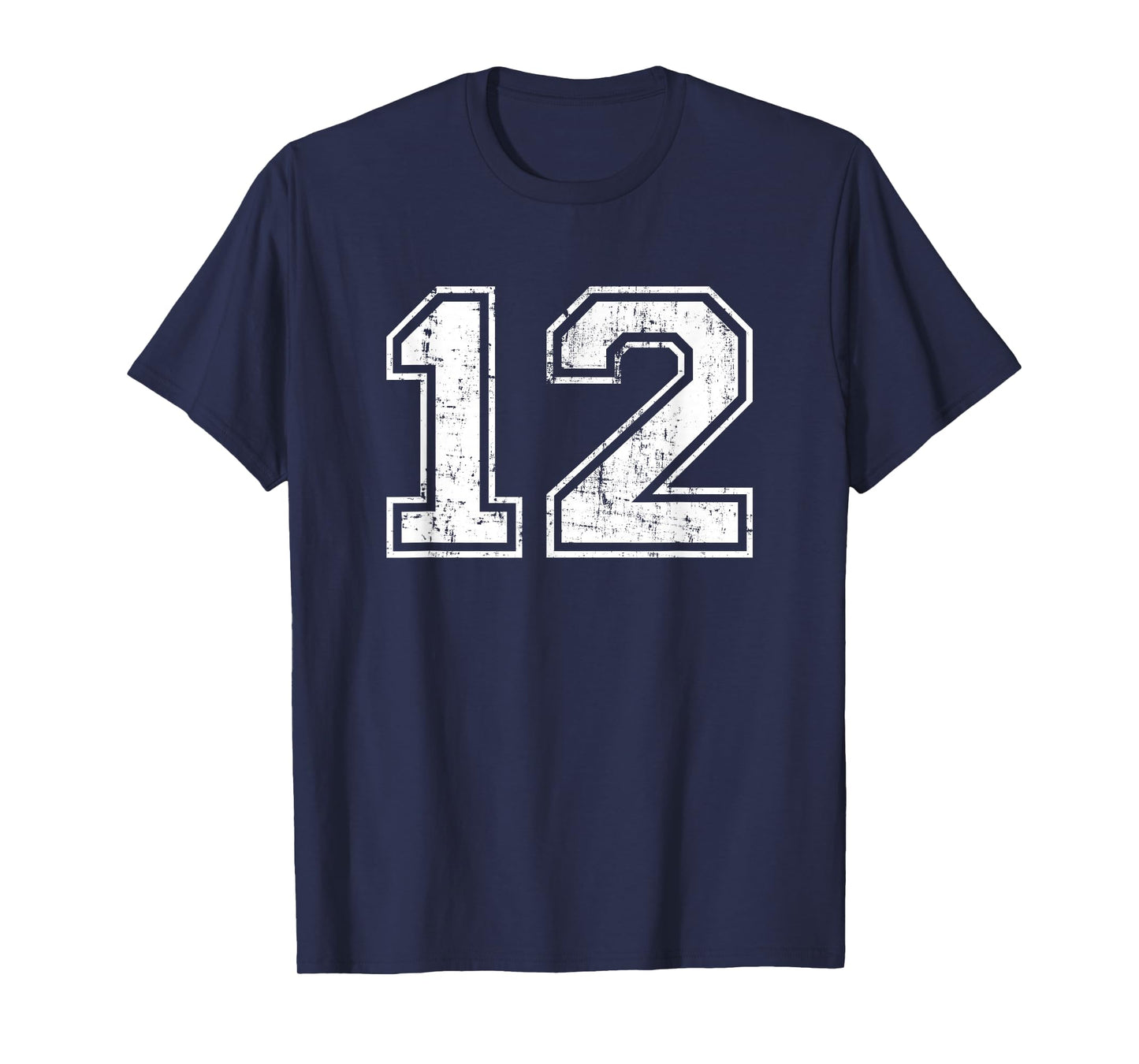 Number 12 Twelve Distressed Vintage Sports Training Practice T-Shirt