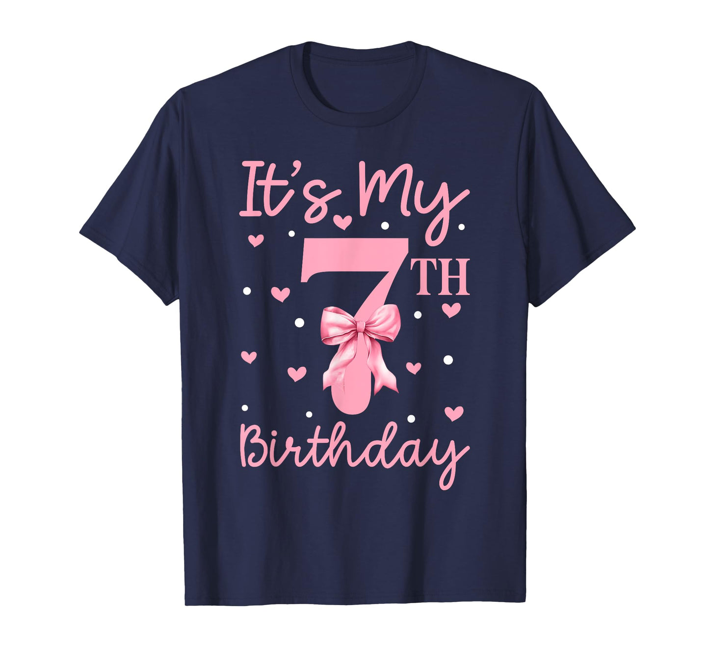It's My 7th Birthday Kid Girl Coquette Bow 7 Years Old Girls T-Shirt