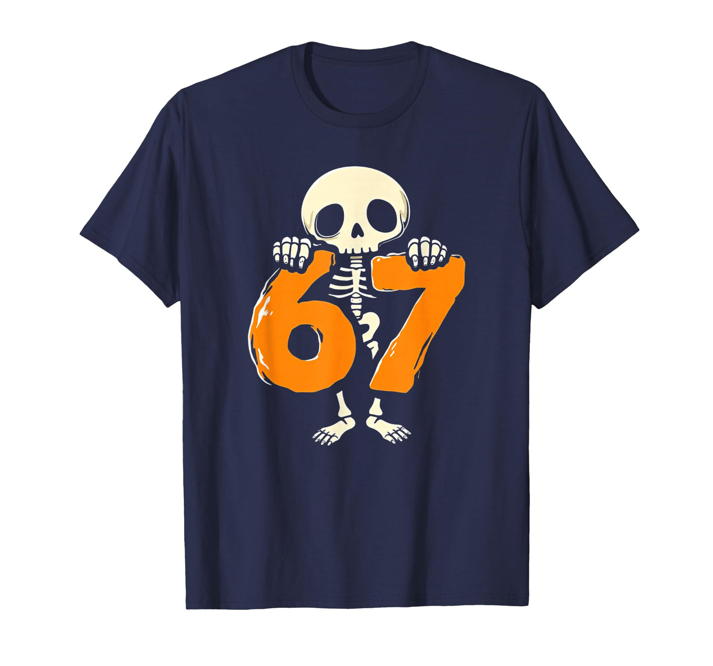 67 Halloween Brainrot Meme 6 7 Numbers Six Seven Skeleton T-Shirt