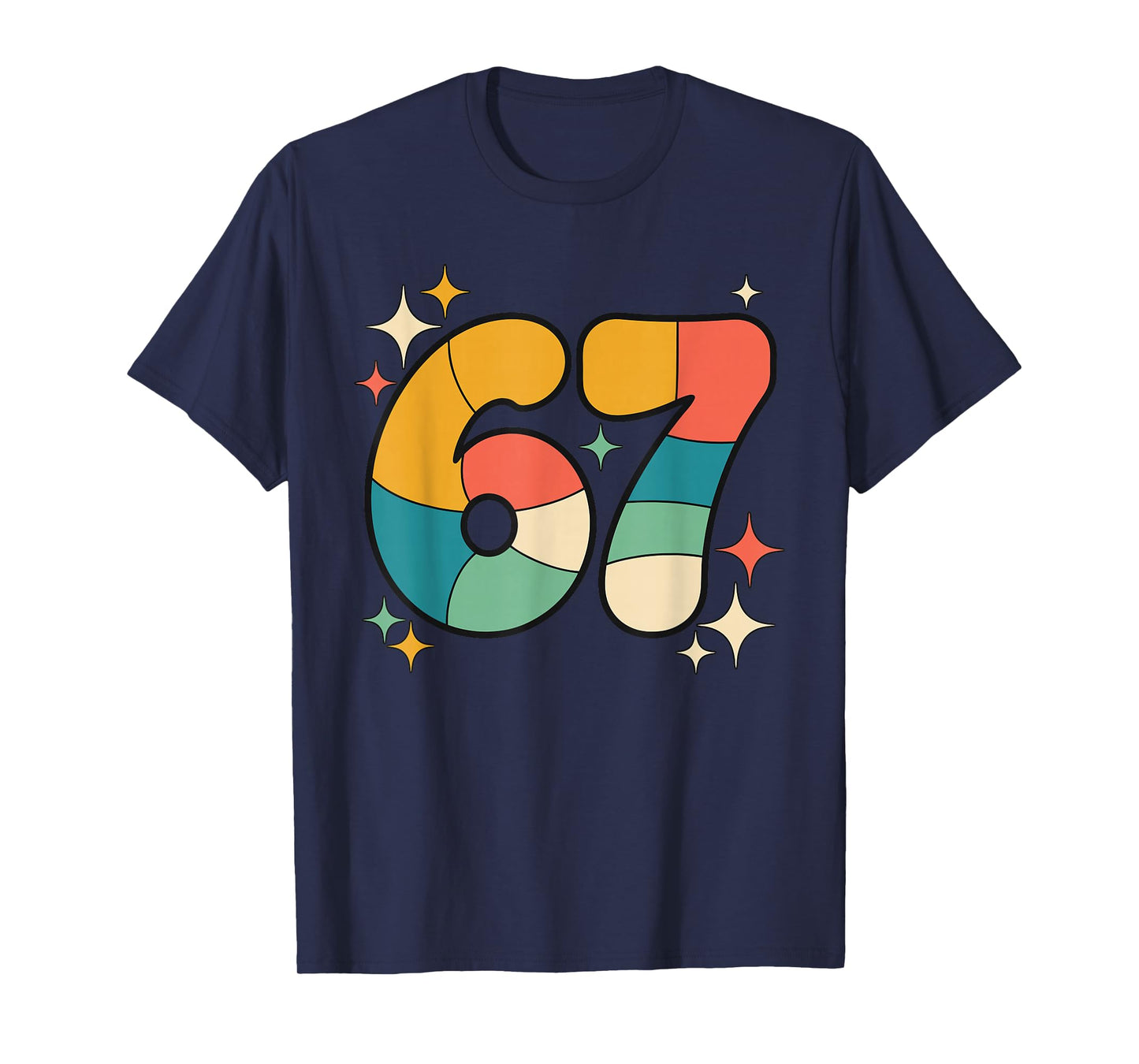 Six Seven Meme Retro Groovy Number Graphic T-Shirt
