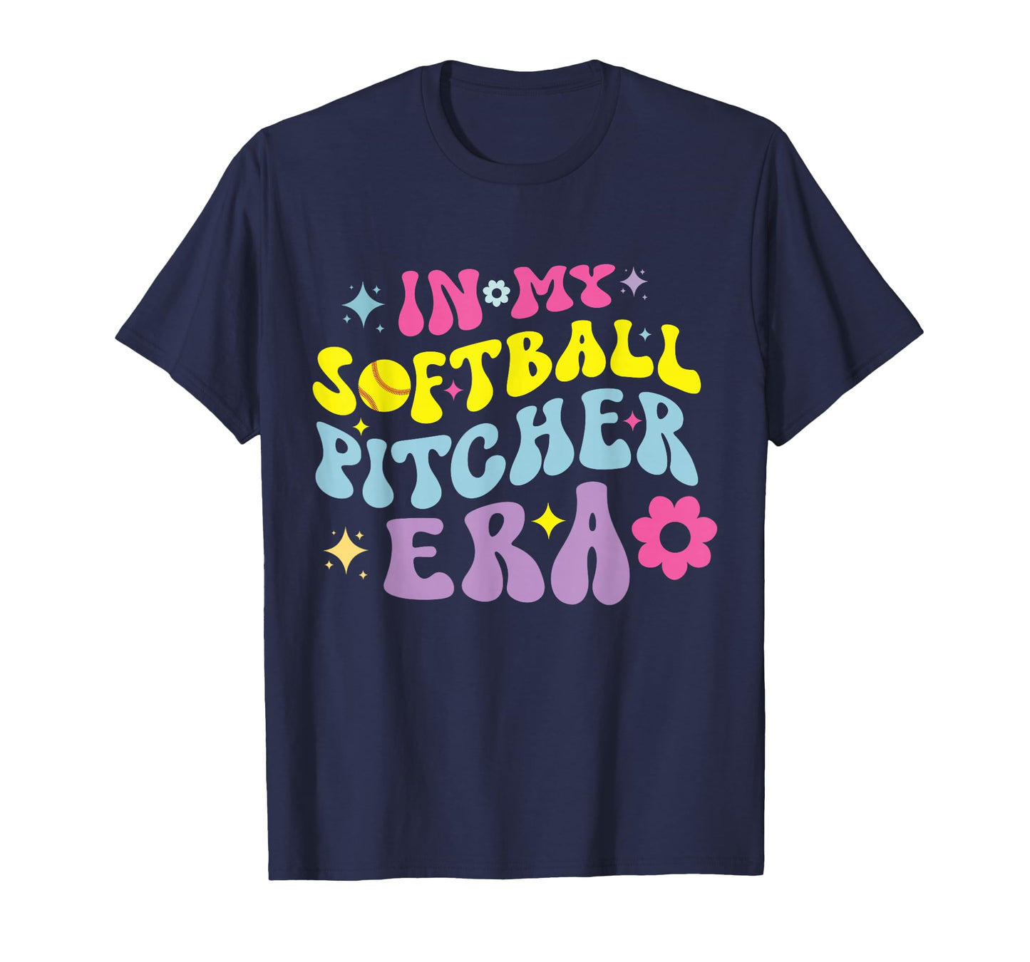 In My Softball Pitcher Era Groovy Fastpitch Girls Game T-Shirt