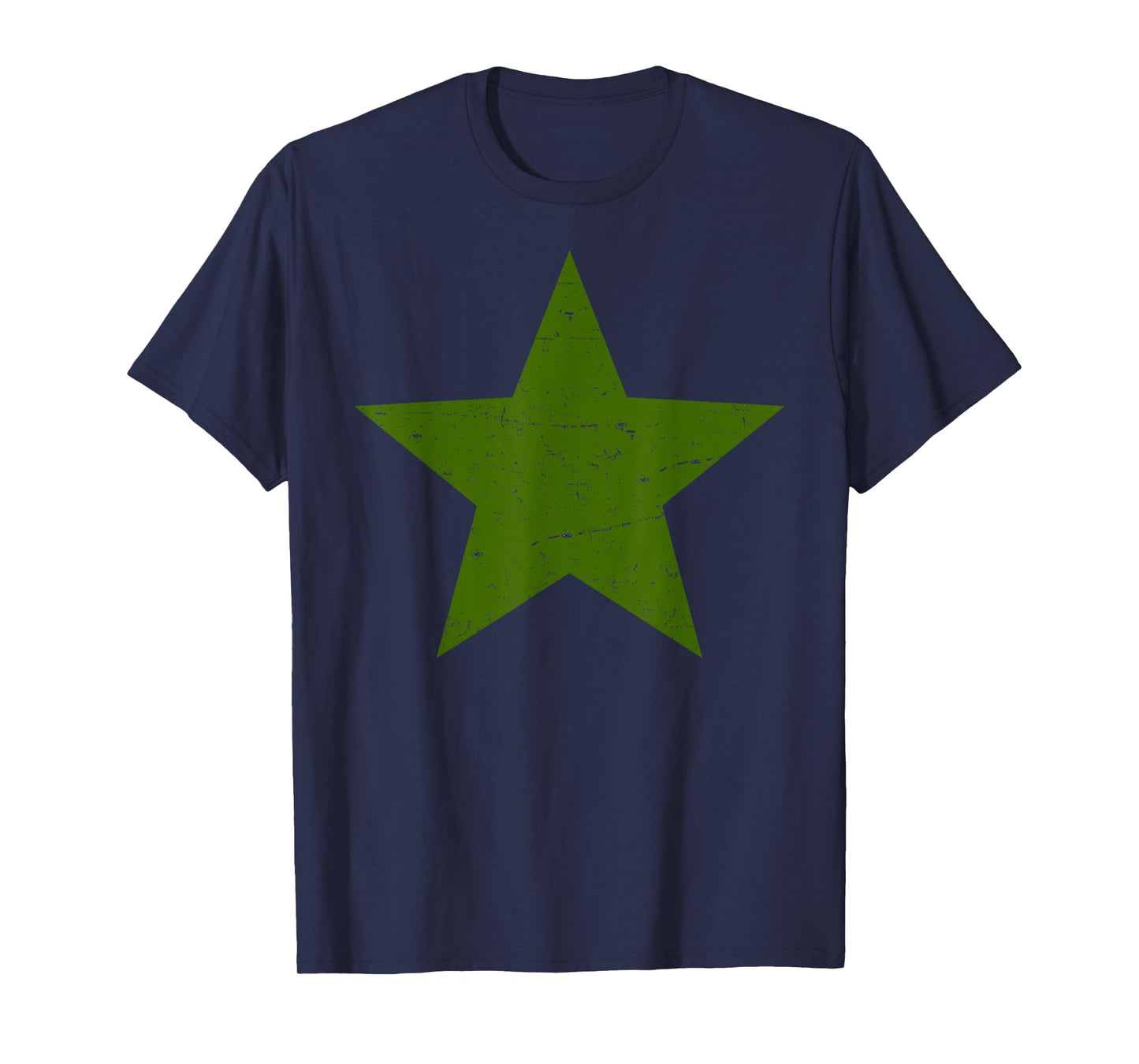 Grunge Alternative Distressed Red Star 90s rock music Green T-Shirt