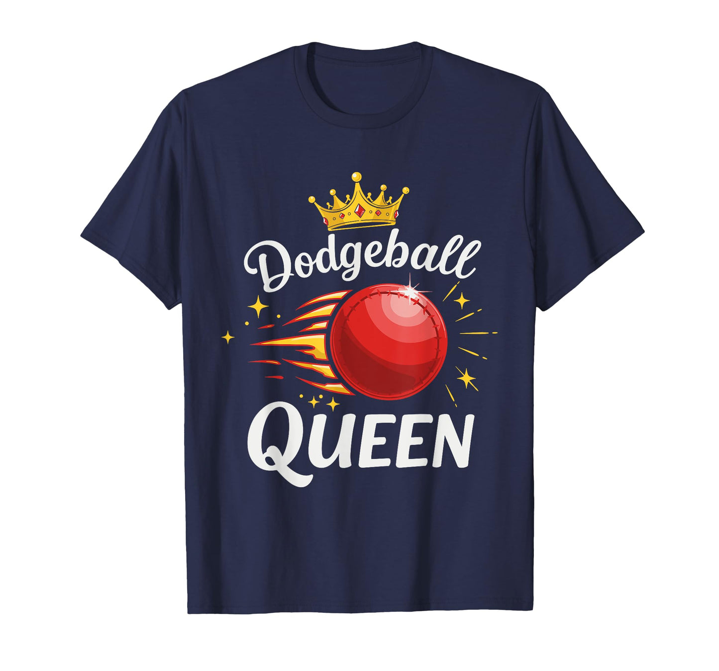 Dodgeball Queen with Crown and Red Ball Design T-Shirt