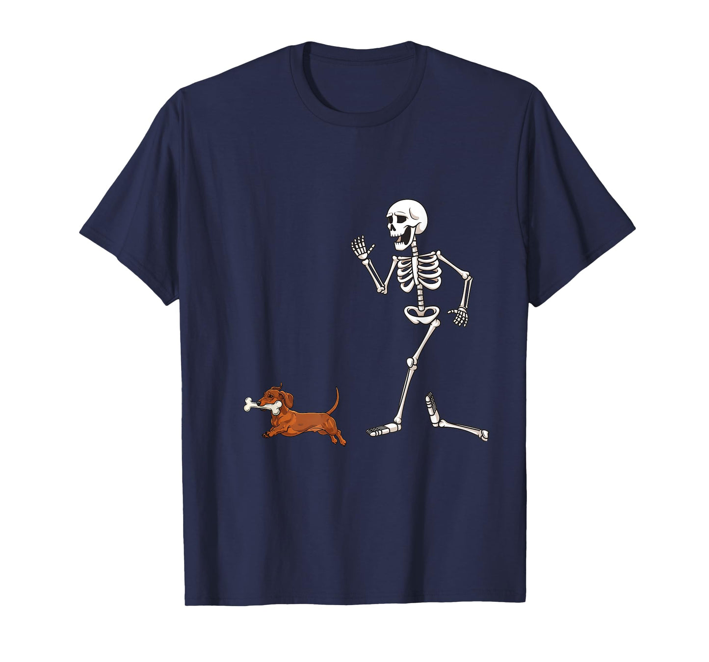 Funny Halloween Dachshund and Skeleton T-Shirt