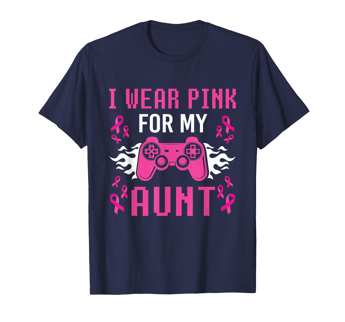 I Wear Pink For My Aunt Breast Cancer Gaming Kids Boys Youth T-Shirt