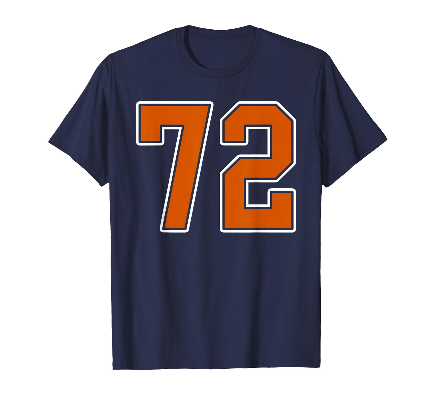 Burnt Orange White Number 72 Jersey Player Uniform #72 T-Shirt