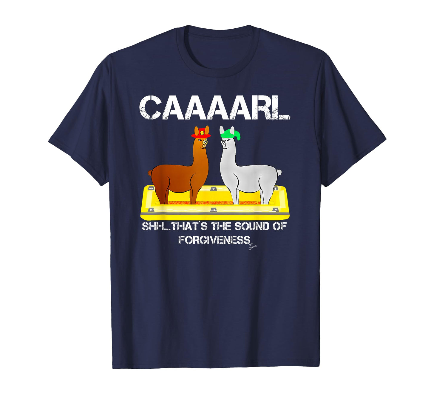 Lamas mit Hten T-shirt Kollektion by Jean Olivier - Unisex-Adults Sound of Forgiveness Funny Llama T-Shirt - Black, Small