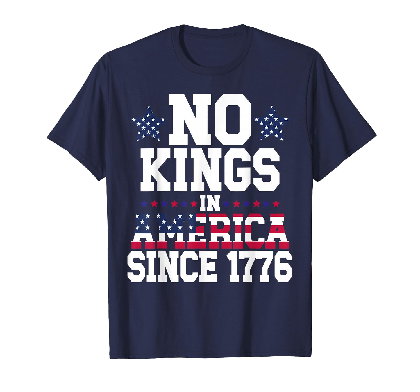 No Kings in America Since 1776 Distressed USA Flag Vintage T-Shirt