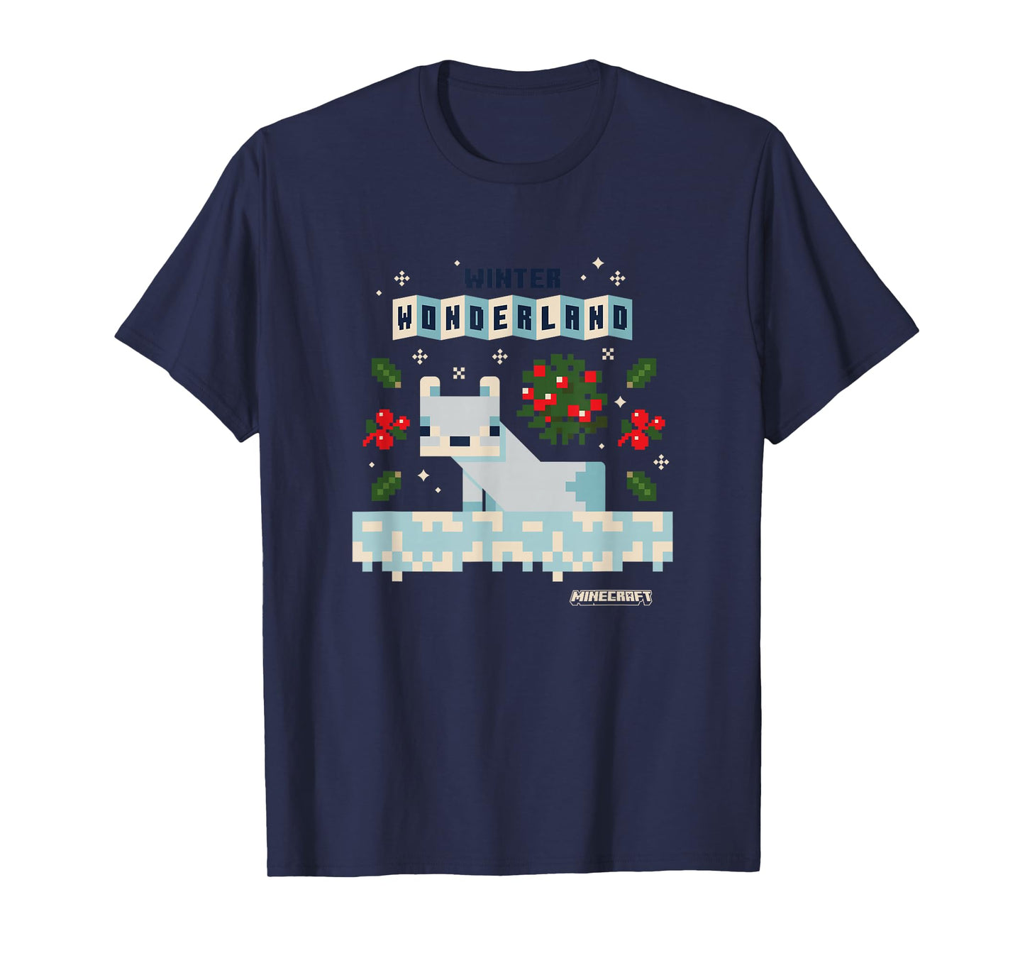 Minecraft Christmas Winter Wonderland Cute Snow Fox Shot T-Shirt