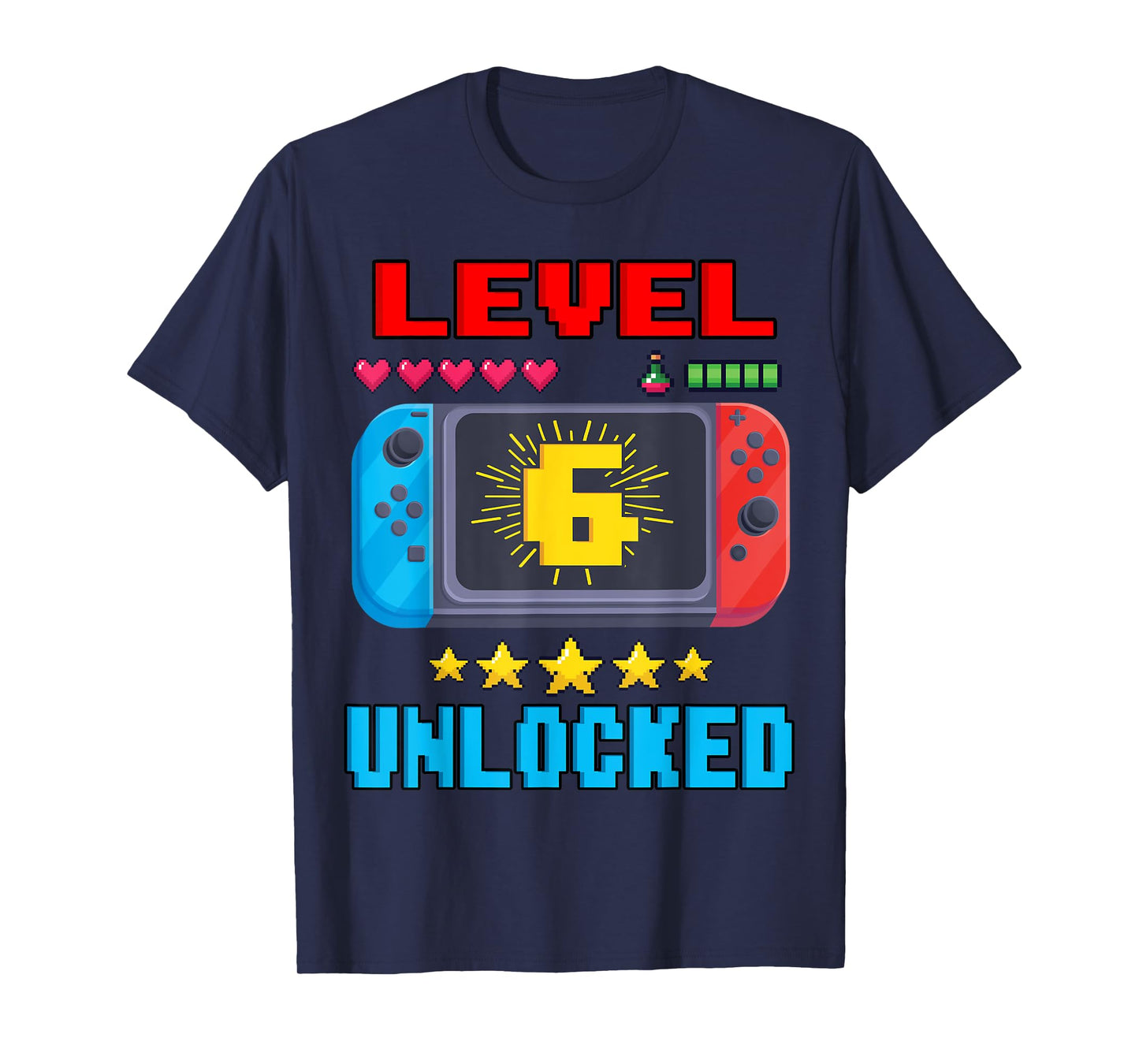 6th Birthday Boy Level 6 Unlocked Video Gamer Birthday T-Shirt