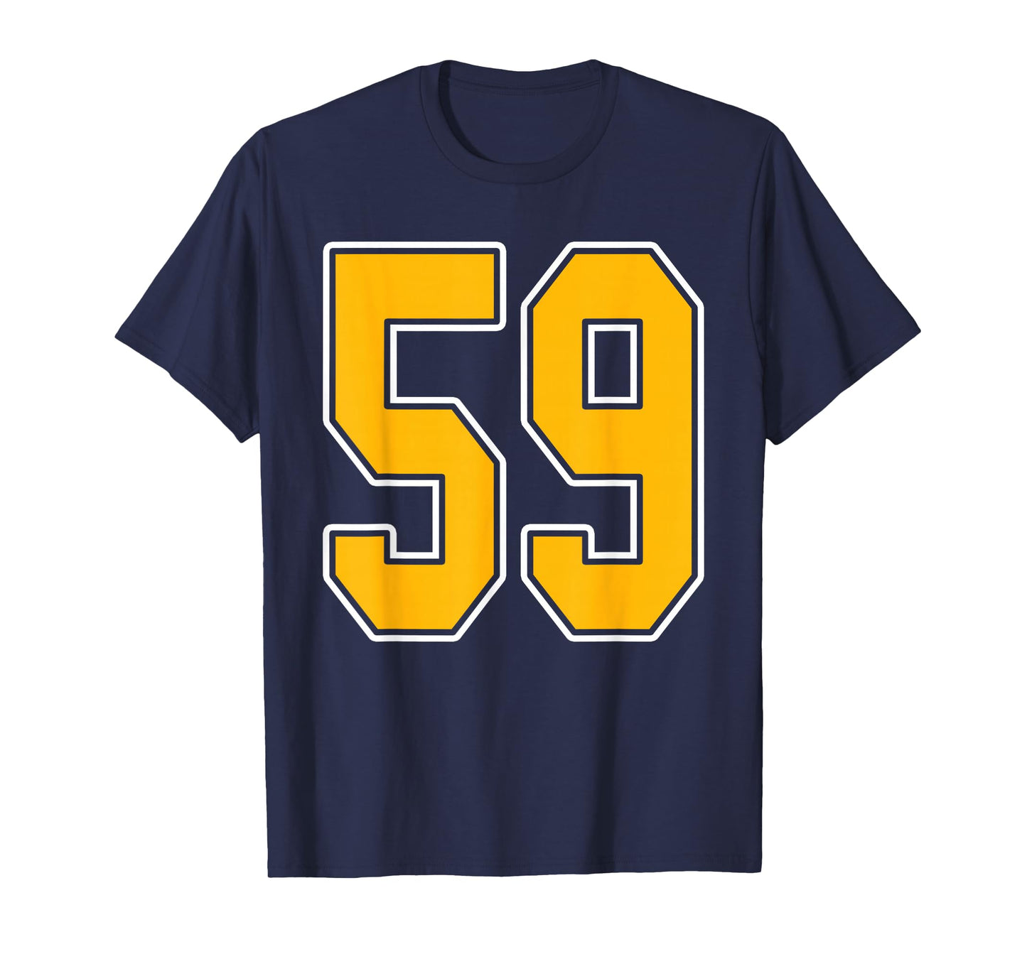 Gold and White Sports Number 59 Jersey Uniform Player T-Shirt