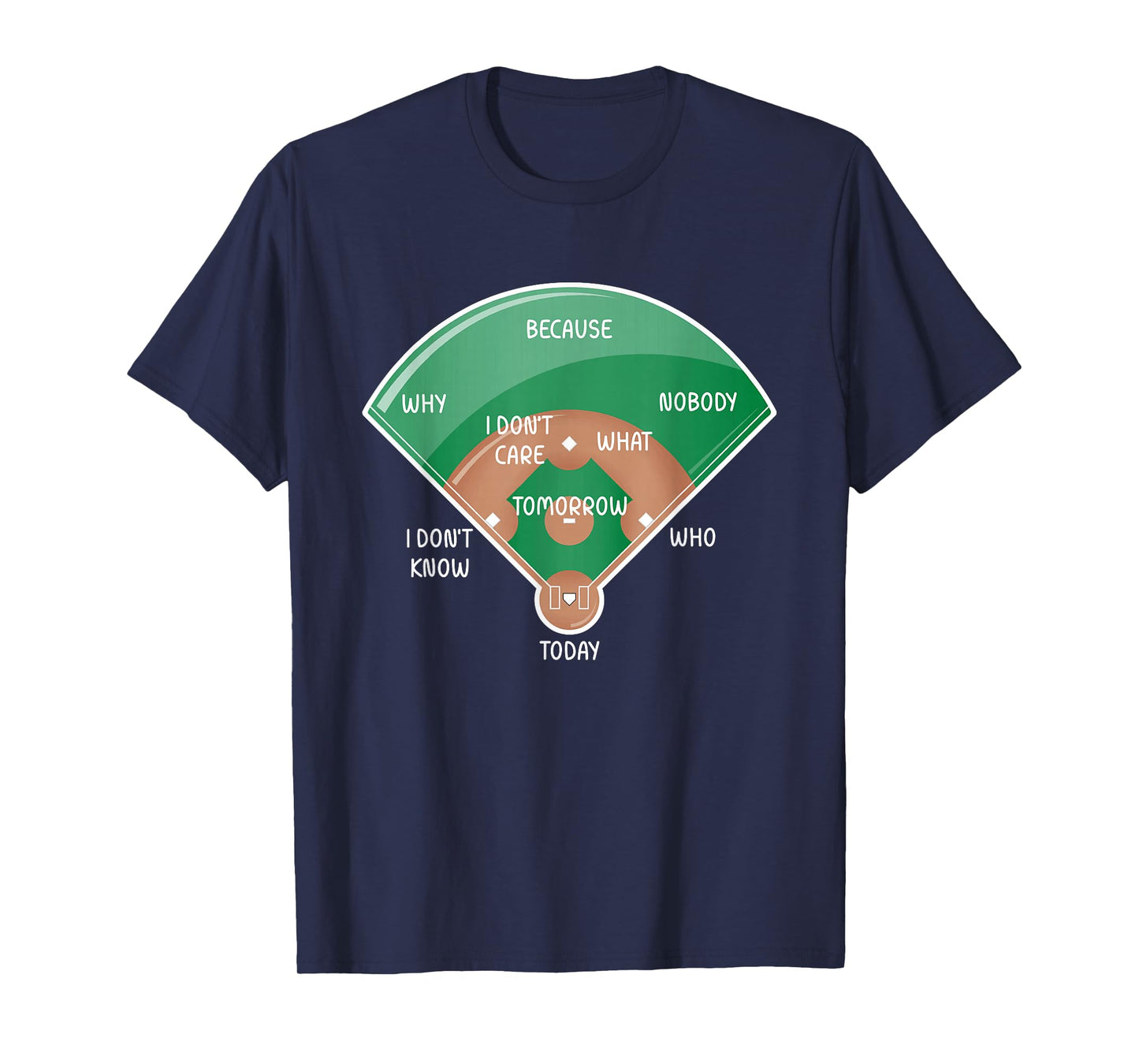 Baseball Diamond Fielding Chart Funny Sports Who's On First T-Shirt