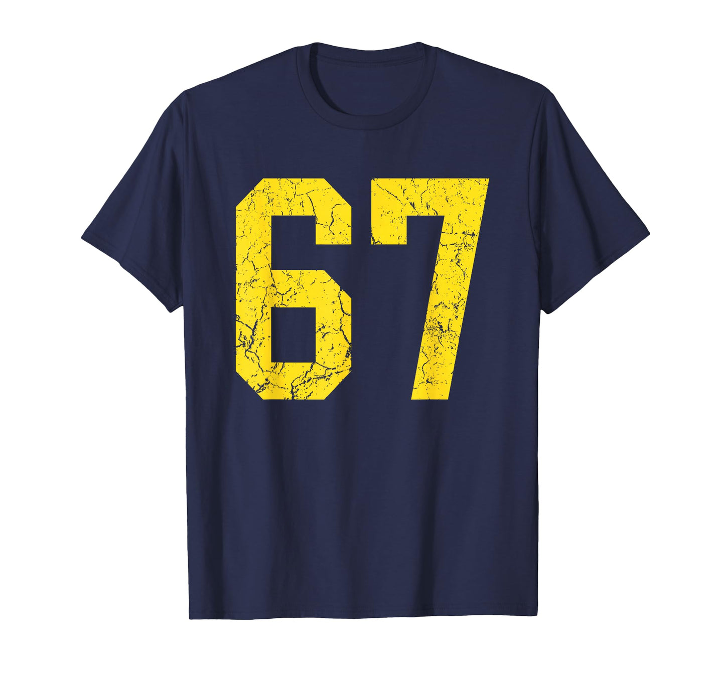 Distressed Bright Gold Number 67 Jersey Player Uniform #67 T-Shirt