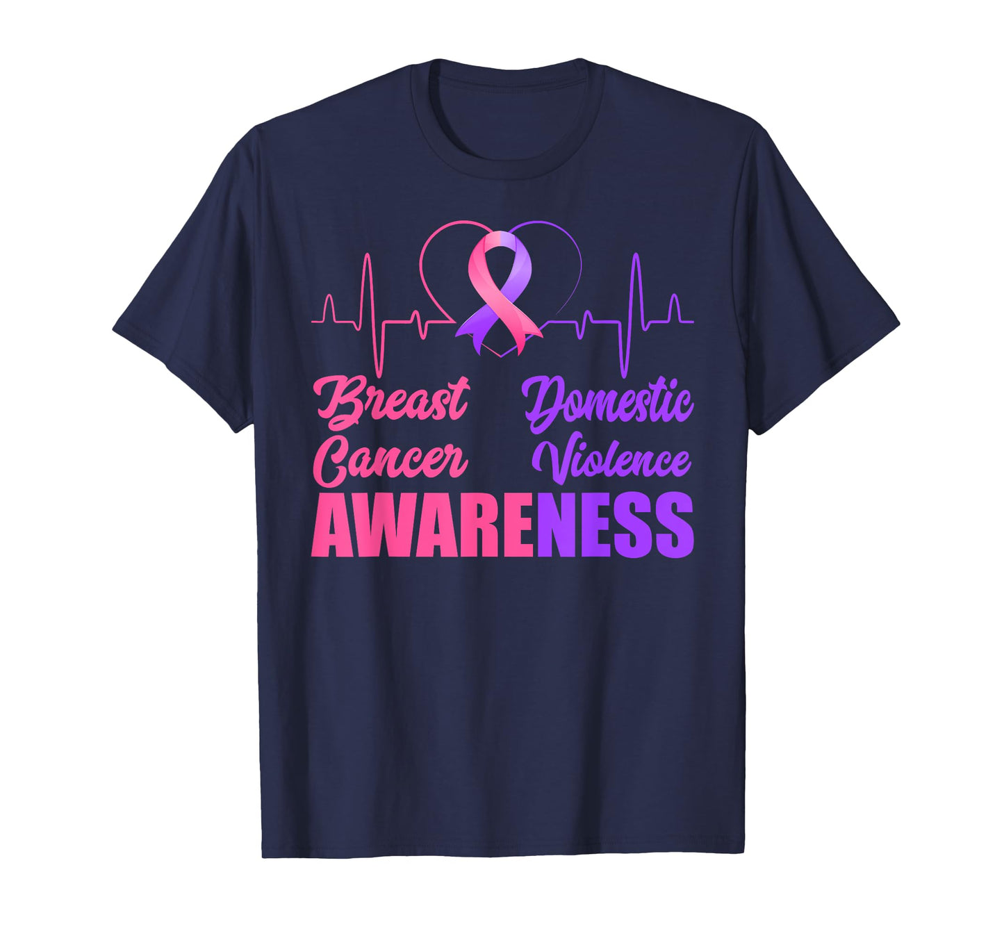 Breast Cancer Heart Love Domestic Violence Awareness Month T-Shirt