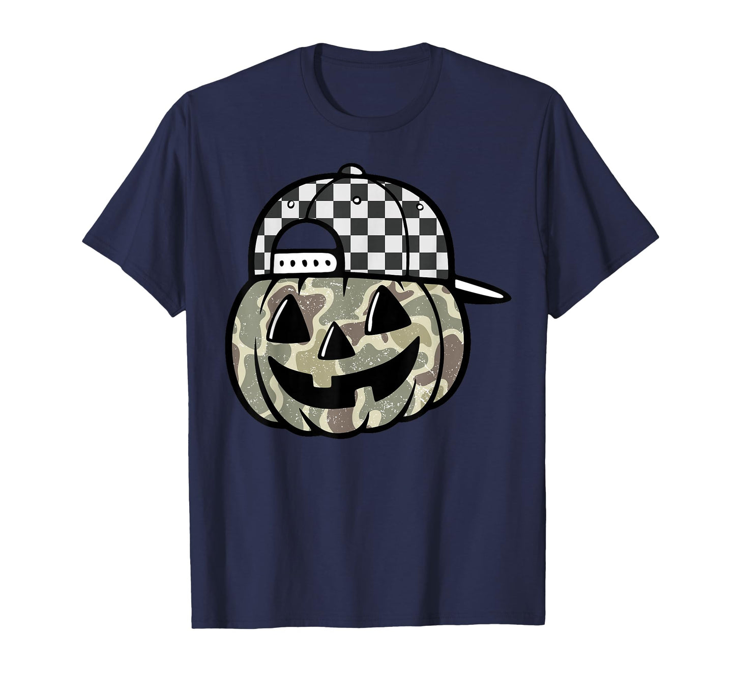 Camo Pumpkin Jack O Lantern Face Camouflage Halloween Boys T-Shirt