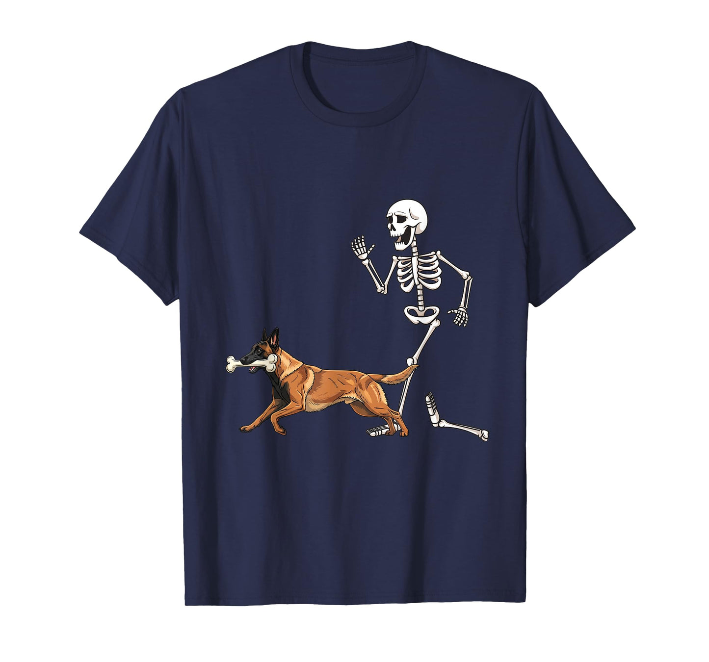 Funny Halloween Belgian Malinois and Skeleton T-Shirt