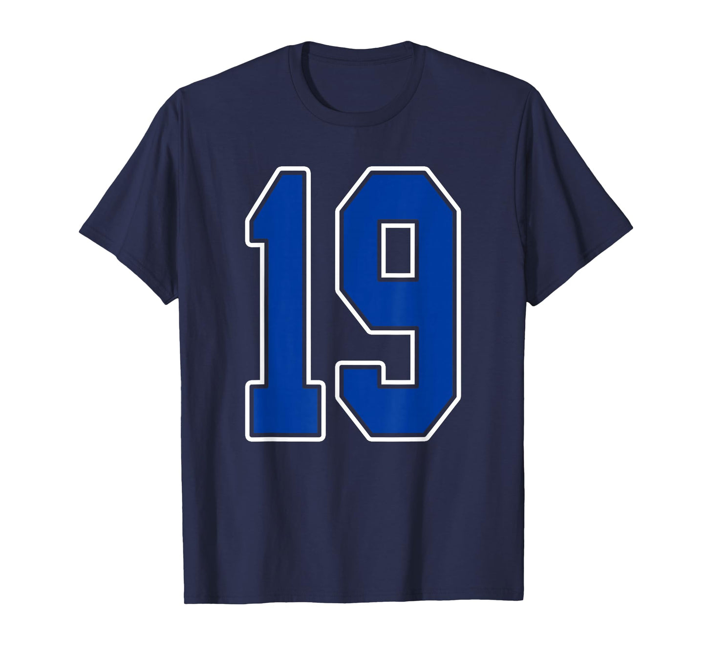 Royal Blue and White Number 19 Jersey Player Uniform #19 Fan T-Shirt