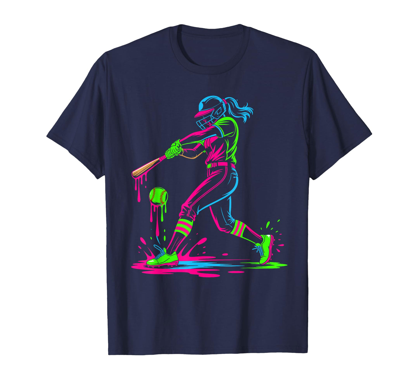 Softball Player Ice Cream Softball Drip T-Shirt