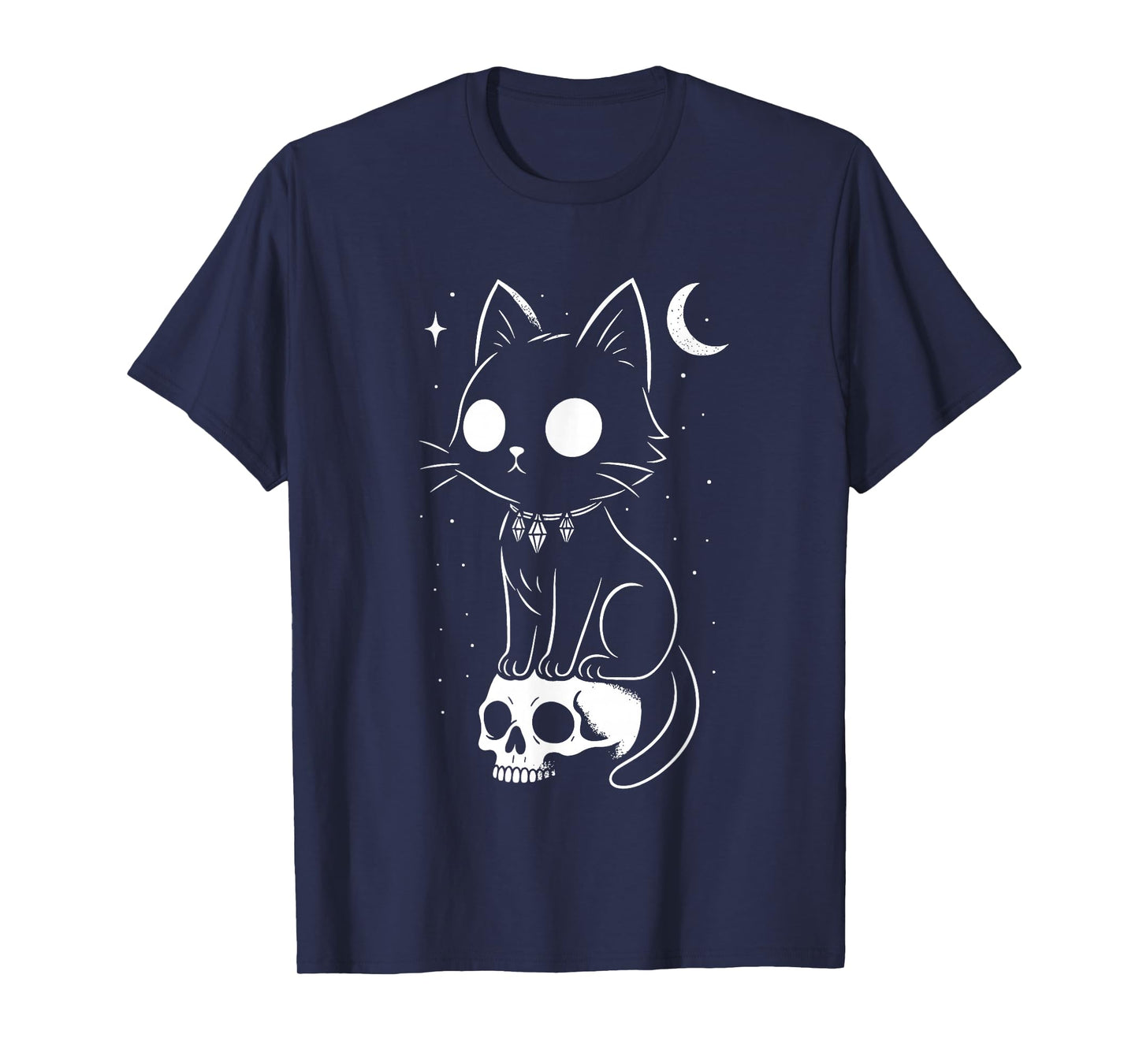 Cat Kitty Skull Creepy Cute Kawaii Goth Witchy Alt Halloween T-Shirt